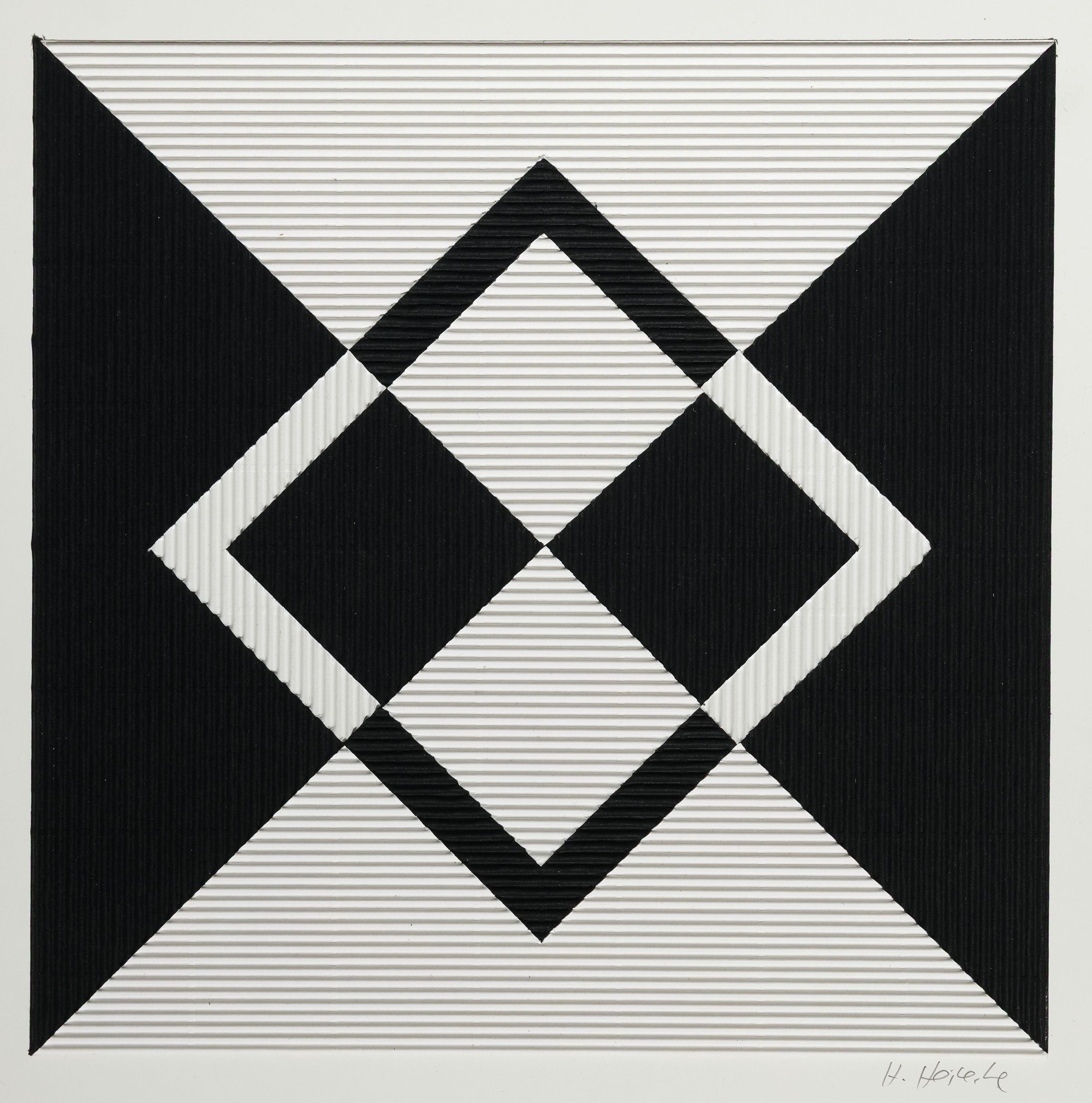 Hajo Heinecke, geb. 1948 Hamburg, Collage aus Karton, stereoskopische Komposition in schwarz und weiß, handsigniert, 40x32 cm