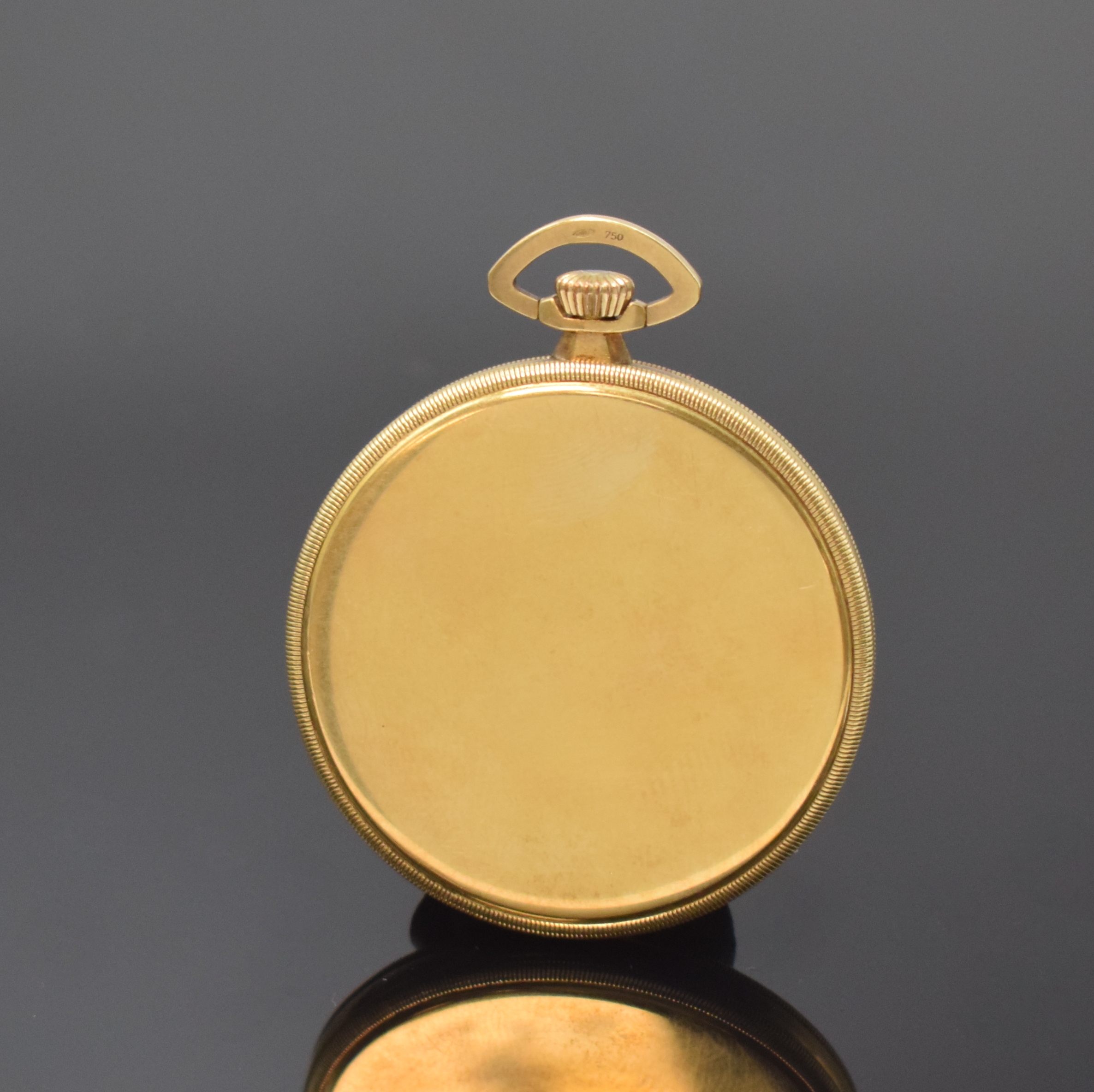 Detail a: ZODIAC offene Herrentaschenuhr in GG 750/000, Schweiz um 1930, 3-teil. Geh., Boden und Glasrand aufgedr., gold. Zifferbl. m. aufges. Std.-Zeichen ...
