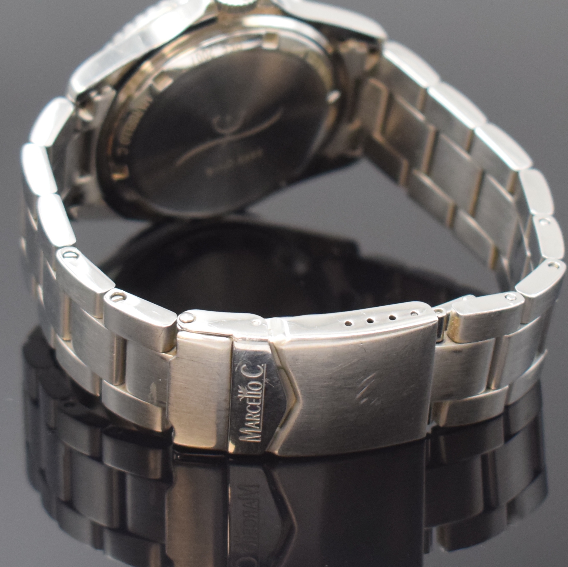 Detail b: MARCELLO C Herrenarmbanduhr Nettuno 3 in Stahl Referenz 2007, Schweiz um 2010, Automatik, orig. Gliederband m. Faltschl., Boden u. Krone verschr., ...