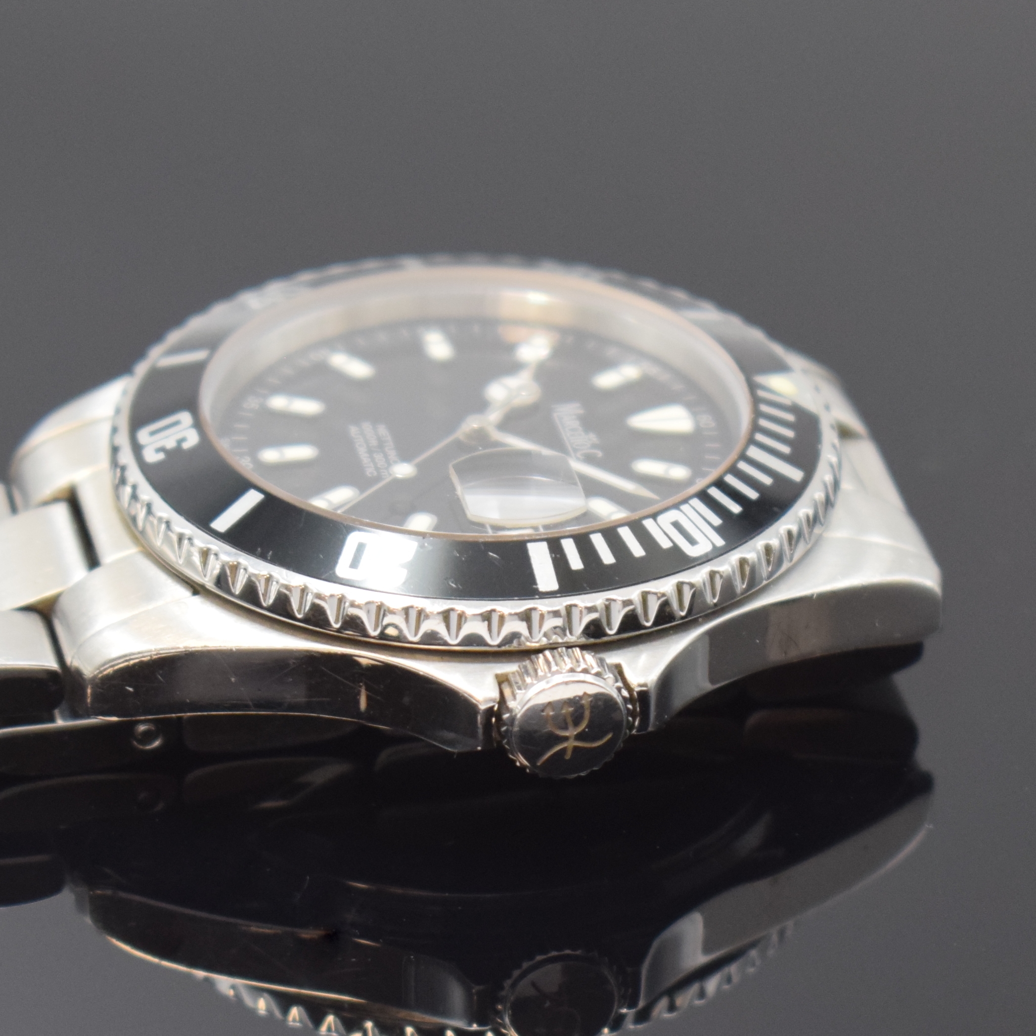 Detail c: MARCELLO C Herrenarmbanduhr Nettuno 3 in Stahl Referenz 2007, Schweiz um 2010, Automatik, orig. Gliederband m. Faltschl., Boden u. Krone verschr., ...