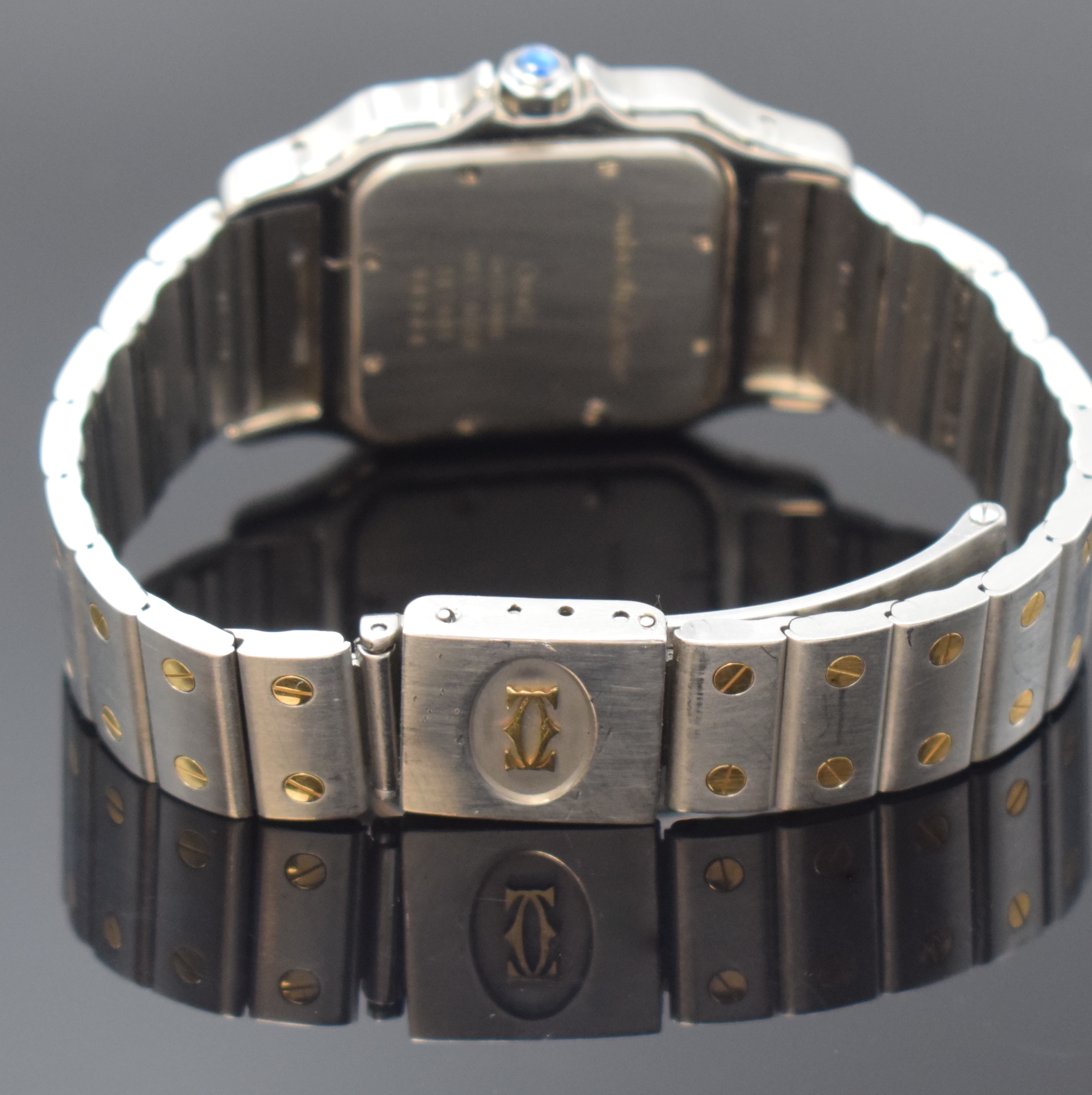 Detail b: CARTIER Armbanduhr Santos Galbee Referenz 187901, Schweiz um 1995, quarz, Edelstahl/Gold kombiniert inkl. Gliederband m. Faltschl., Schmuckkrone, ...
