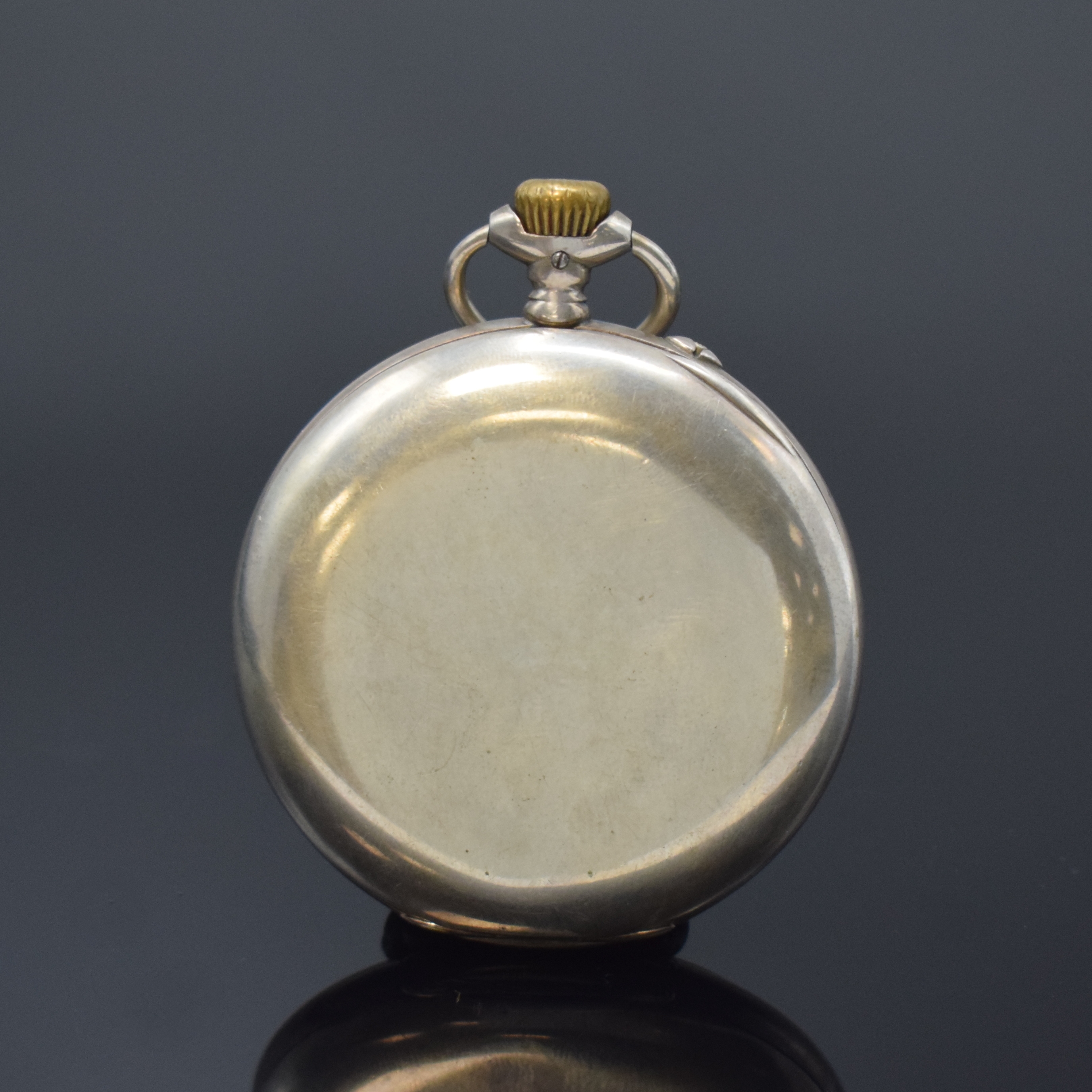 Detail a: IWC offene Herrentaschenuhr in 800er Silber, Schweiz um 1912, glattes Geh. dell., Emailzifferbl. m. Breguetzahlen riss., gebl. Birnenzeiger, verg. ...