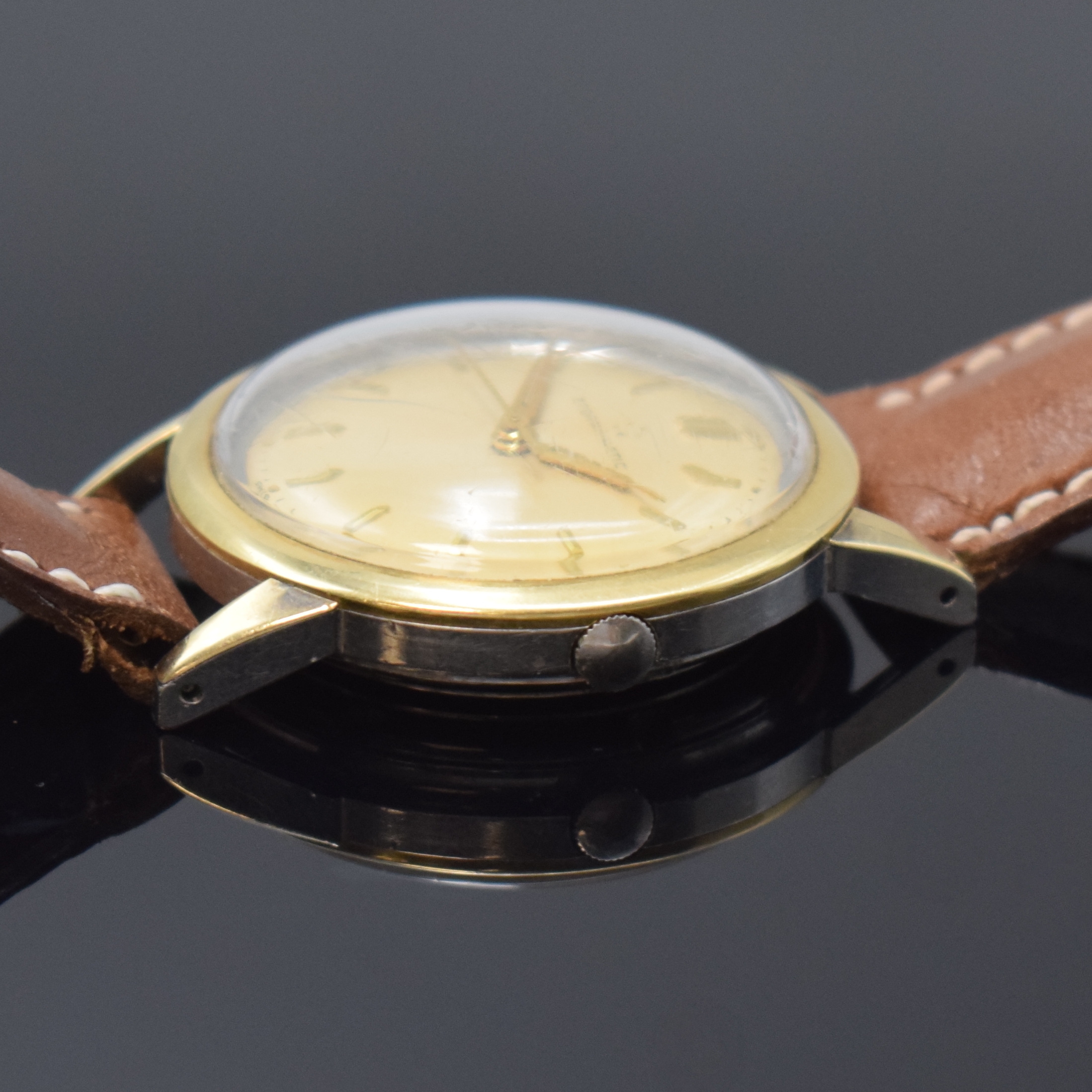 Detail c: 2 ETERNA-MATIC Armbanduhren, Schweiz um 1960, beide Automatik, Edelstahlgeh., Lünette und 1 x z. Teil Bandanstöße in GG, vers. Zifferblätter ...