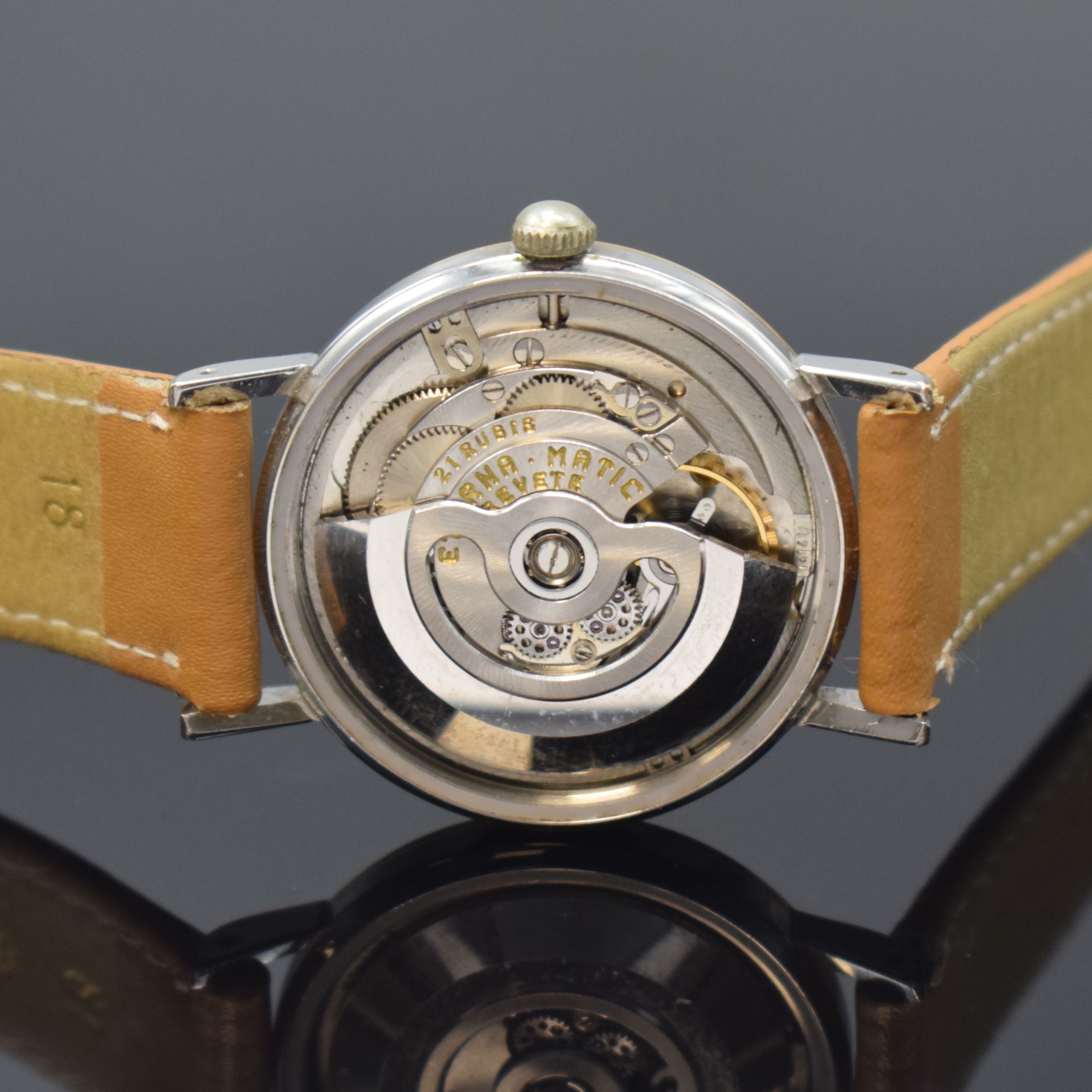 Detail i: 2 ETERNA-MATIC Armbanduhren, Schweiz um 1960, beide Automatik, Edelstahlgeh., Lünette und 1 x z. Teil Bandanstöße in GG, vers. Zifferblätter ...