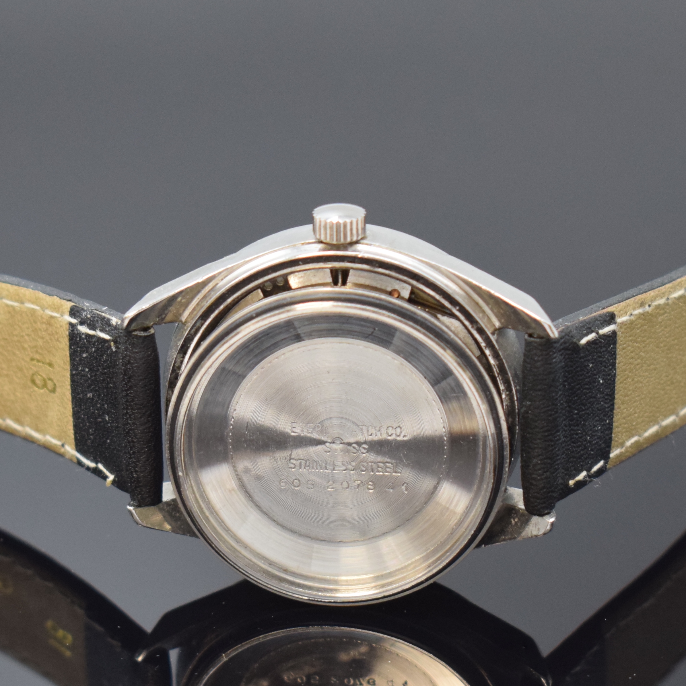 Detail e: 2 ETERNA Herrenarmbanduhren Kontiki und Kontiki 10, Schweiz 1950/60er Jahre, beide Edelstahl m. verschr. Böden, 1 x Automatik, Zifferblatt rest., ...