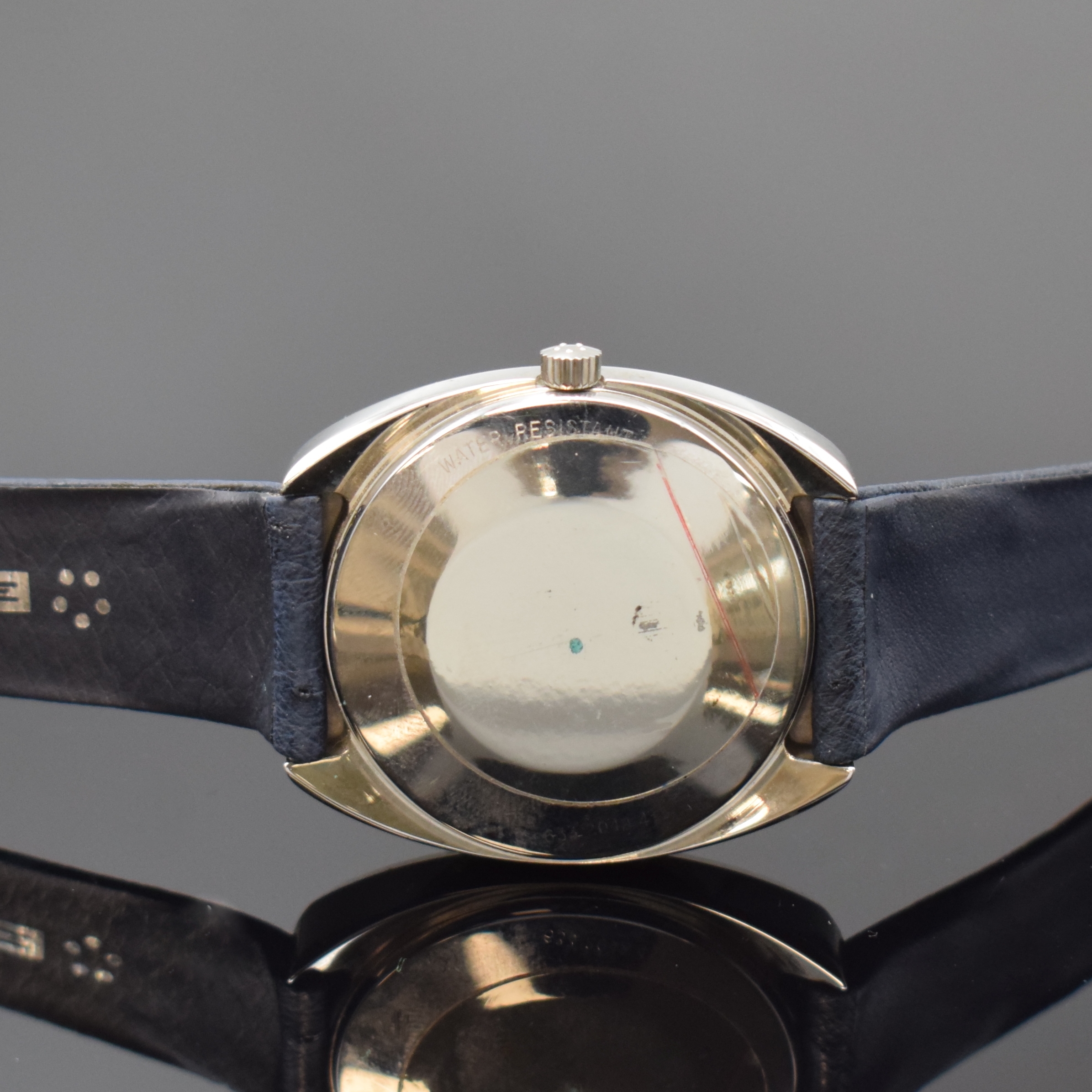 Detail e: 2 ETERNA-MATIC Herrenarmbanduhren Modellserie 2002 und 2003, Schweiz um 1970/80, Edelstahlgeh. inkl. orig. Lederbändern m. orig. Dornschl., Böden ...