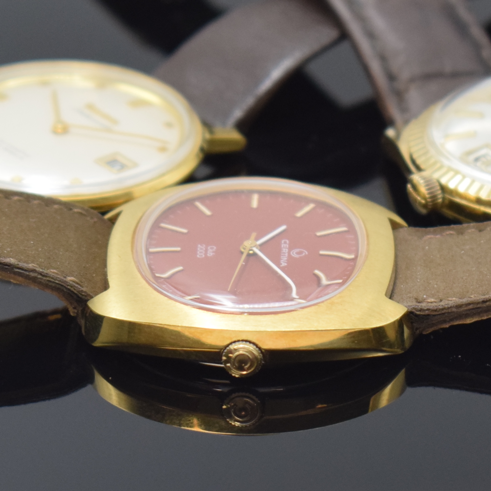Detail e: 3 vergoldete Armbanduhren Benrus, Bulova und Certina, alle Schweiz 1960/70er Jahre, BENRUS Chronometer: Automatik, für den US- Markt, ...