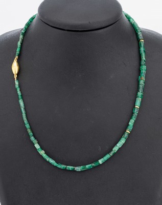 Image Smaragd-Collier, facett. Smaragd-Tönnchen, Magnetschließe 925er Silber, L. ...