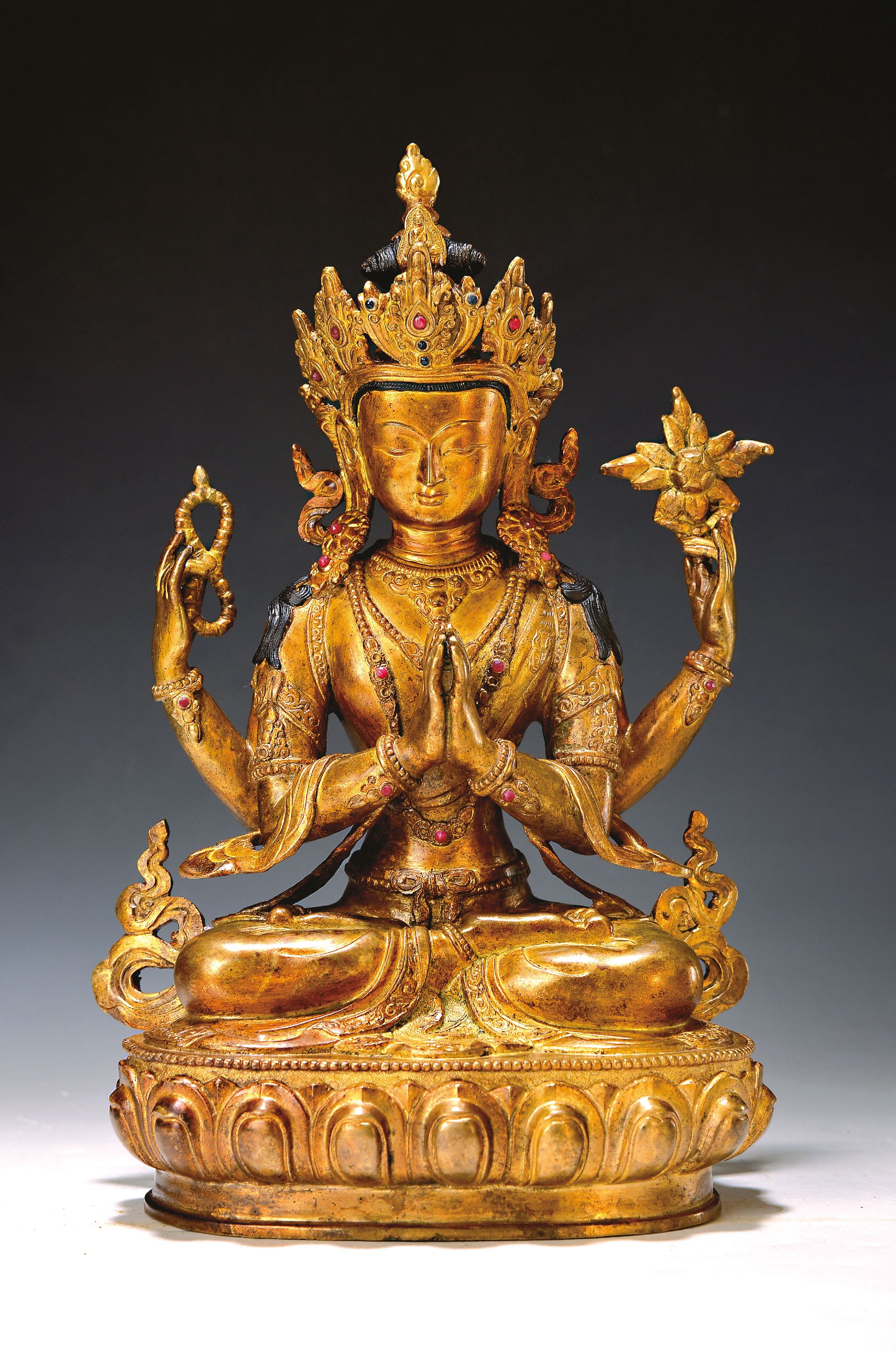 Tara, Nepal, um 1980, Nothelferin, Bronze, patiniert, H. ca. 31 cm
