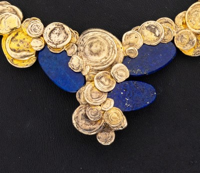 Image Ausgefallenes Lapislazuli-Collier, 925er Silber verg., ausgefallenes Design in ...