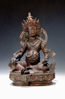 Image Kubera, China, 20. Jh., Kupferbronze, mit der Zitrone in der rechten Hand und der ...