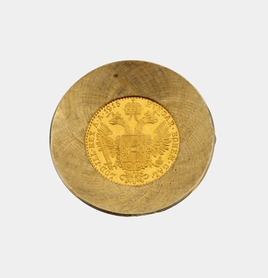 Image 14 kt Gold Münz-Brosche, GG 585/000, fein sat., lose gefasste Goldmünze, 1 ...