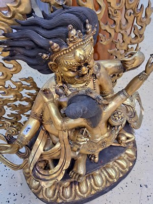 26907707b - Sehr große tantrische Gottheit, Nepal, 20. Jh., Vereinigung (Yab-Yum), ca. 81 cm, ...