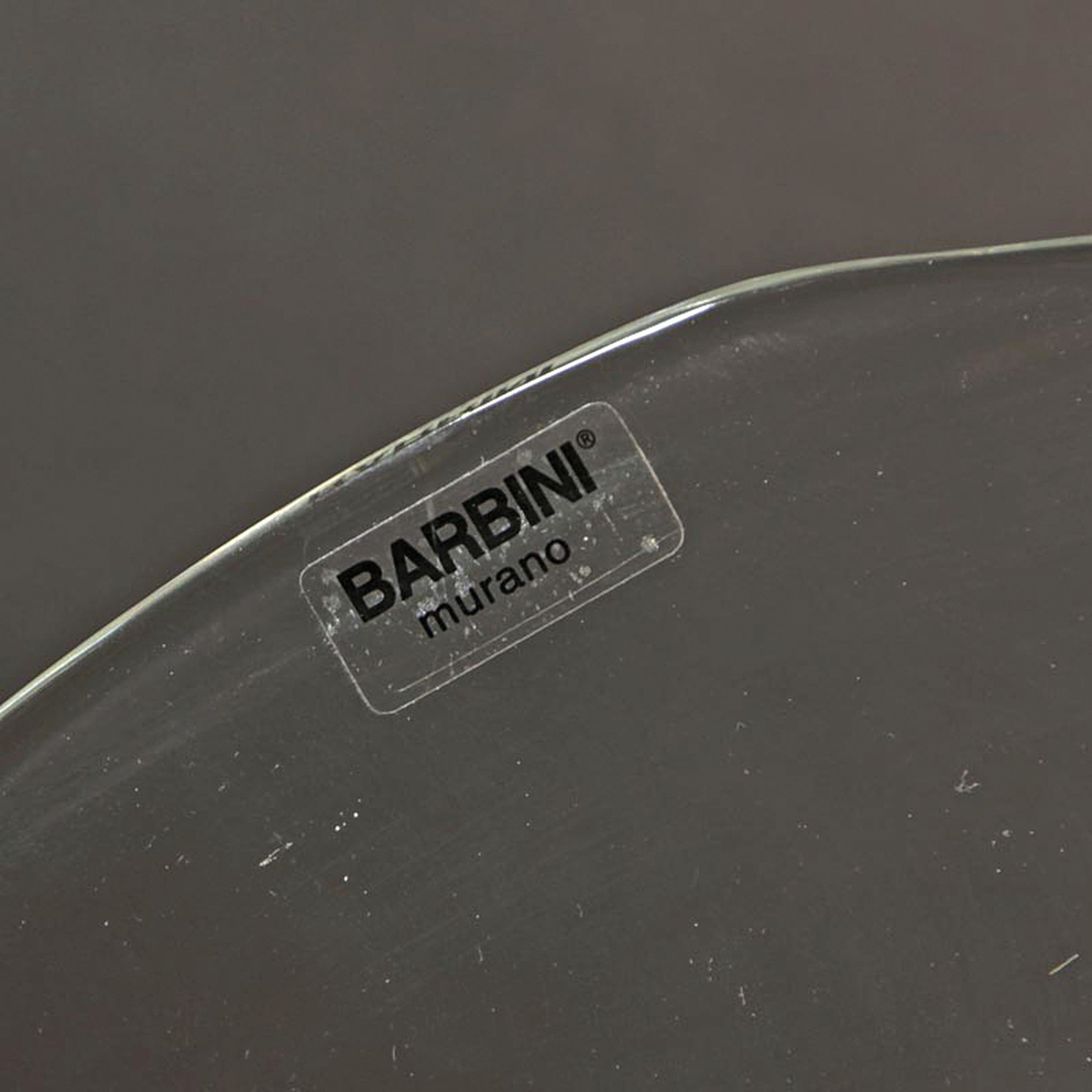 Detail b: Glasobjekt von Alfredo Barbini (1912-2007), Scheibenobjekt aus mundgeblasenem farblosem Glas, signiert, mit Metallständer, D. ca. 47cm, H. ca. 60cm