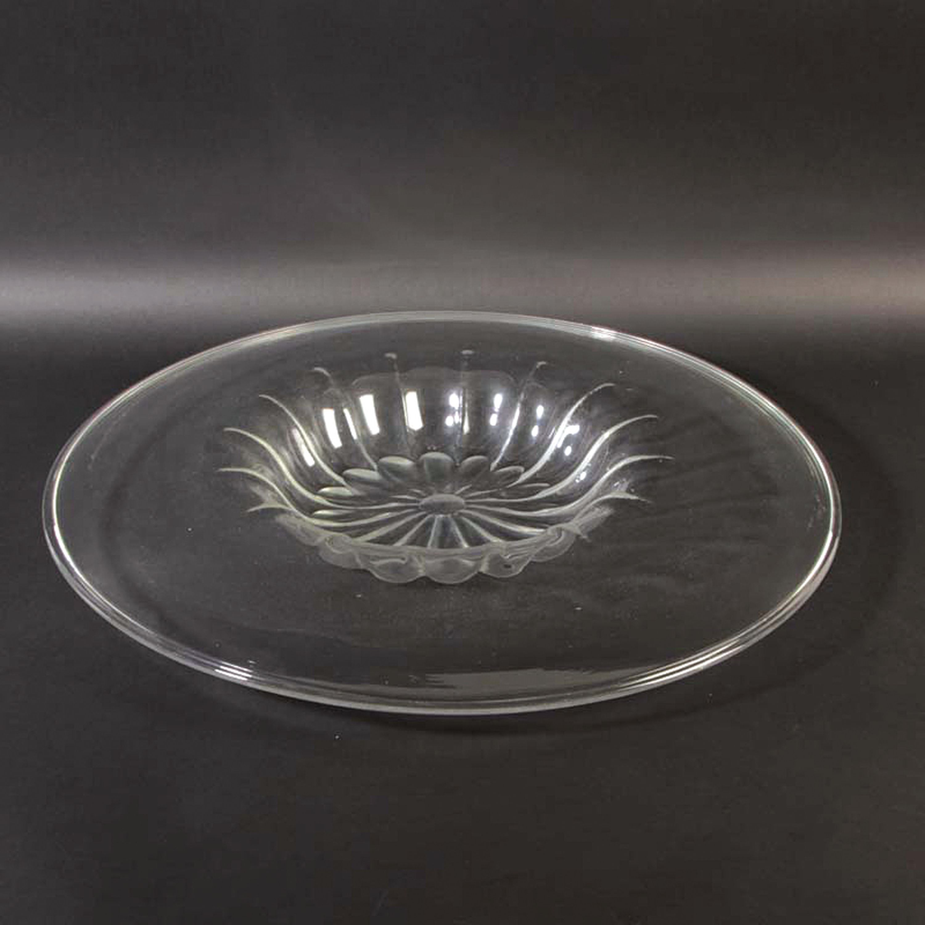 Große runde Schale, Capellin Venini Murano, farbloses mundgeblasenes Glas, gem. Soffiato, gewölbter Rand, H. ca. 6cm, D. ca. 55cm