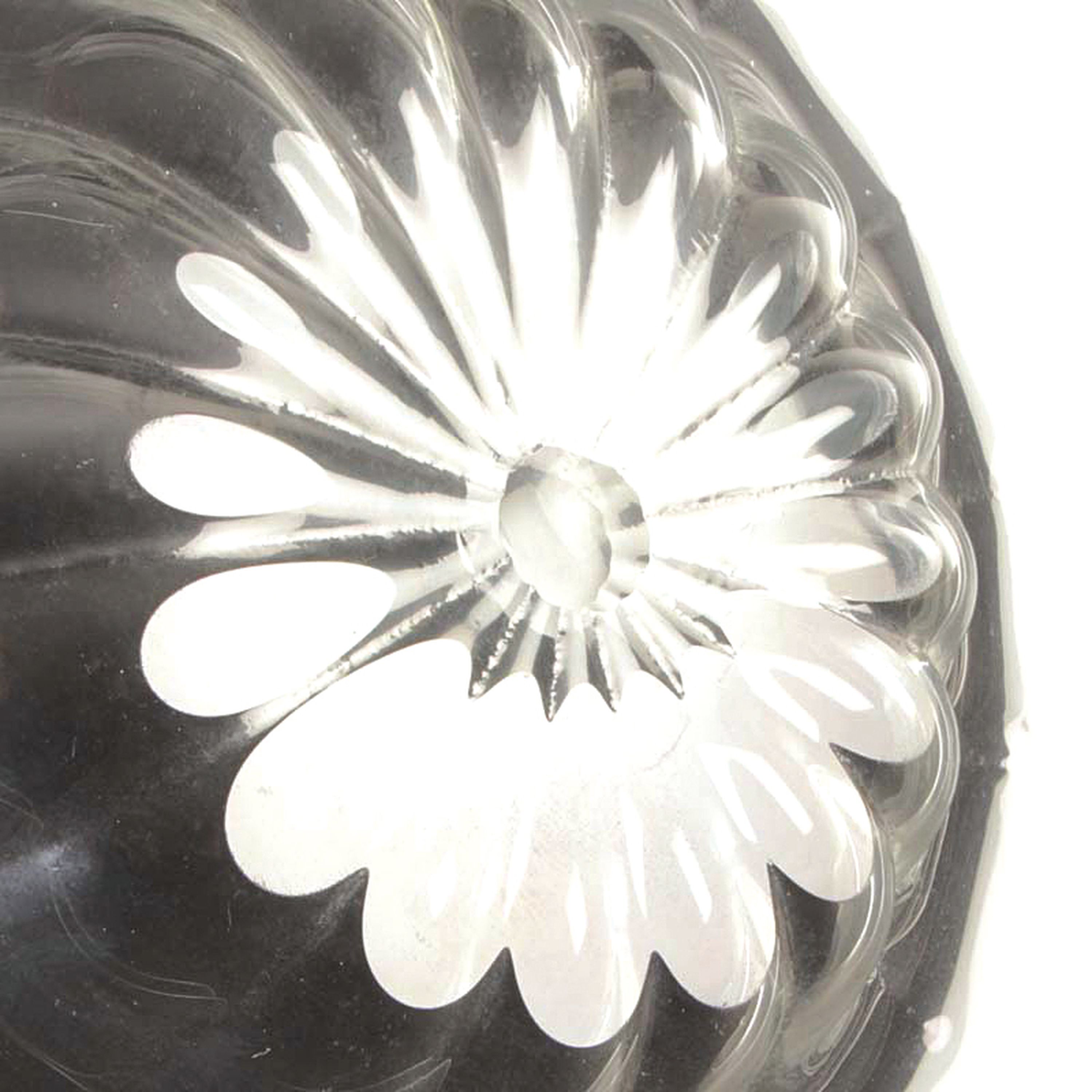 Detail d: Große runde Schale, Capellin Venini Murano, farbloses mundgeblasenes Glas, gem. Soffiato, gewölbter Rand, H. ca. 6cm, D. ca. 55cm