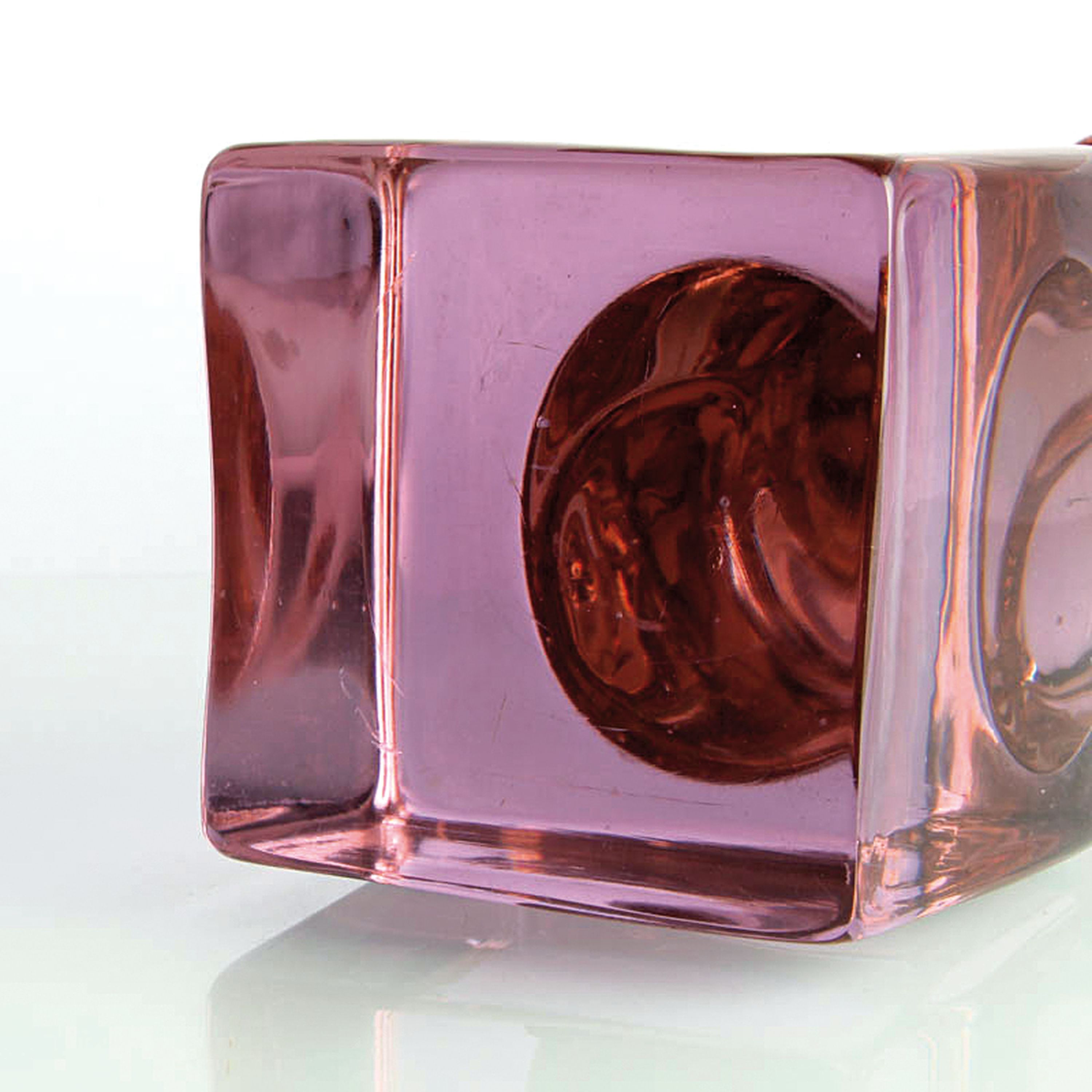 Detail c: Glasskulptur Kardinal, Ermanno Nason für Cenedese, Murano, Neodymium Glas, schwere Qualität, H. 45 cm