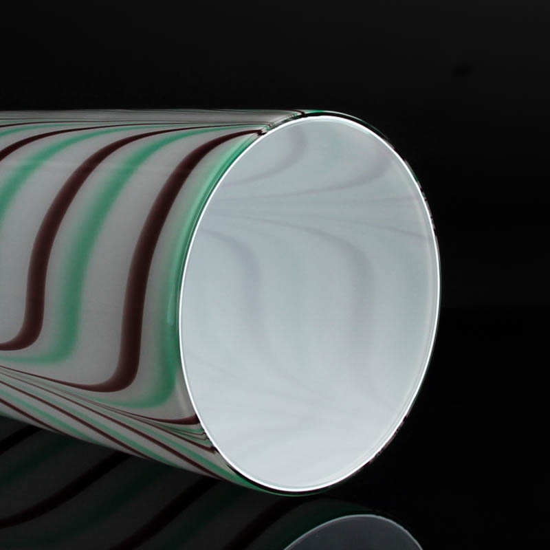 Detail d: Vase von Carlo Moretti (1934-2008), Murano, Unikat, mundgeblasenes Glas mit Kammdekor in grün und braun, opak-weißer Innenüberfang, 2 ...