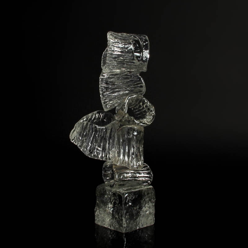 Detail b: Glasskulptur, Ermanno Nason für Cenedese, Murano, 1963-72, farbloses Glas, gestapelte Glasringe auf Sockel, H. 36 cm