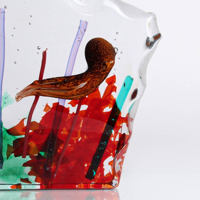 Detail b: Glasskulptur von Martino Signoretto, Murano, Aquariumsblock mit Kalamar und Oktopus, ca. 26x32x5.5cm