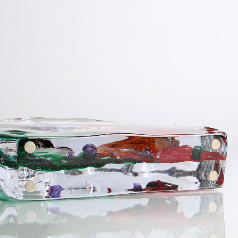 Detail f: Glasskulptur von Martino Signoretto, Murano, Aquariumsblock mit Kalamar und Oktopus, ca. 26x32x5.5cm