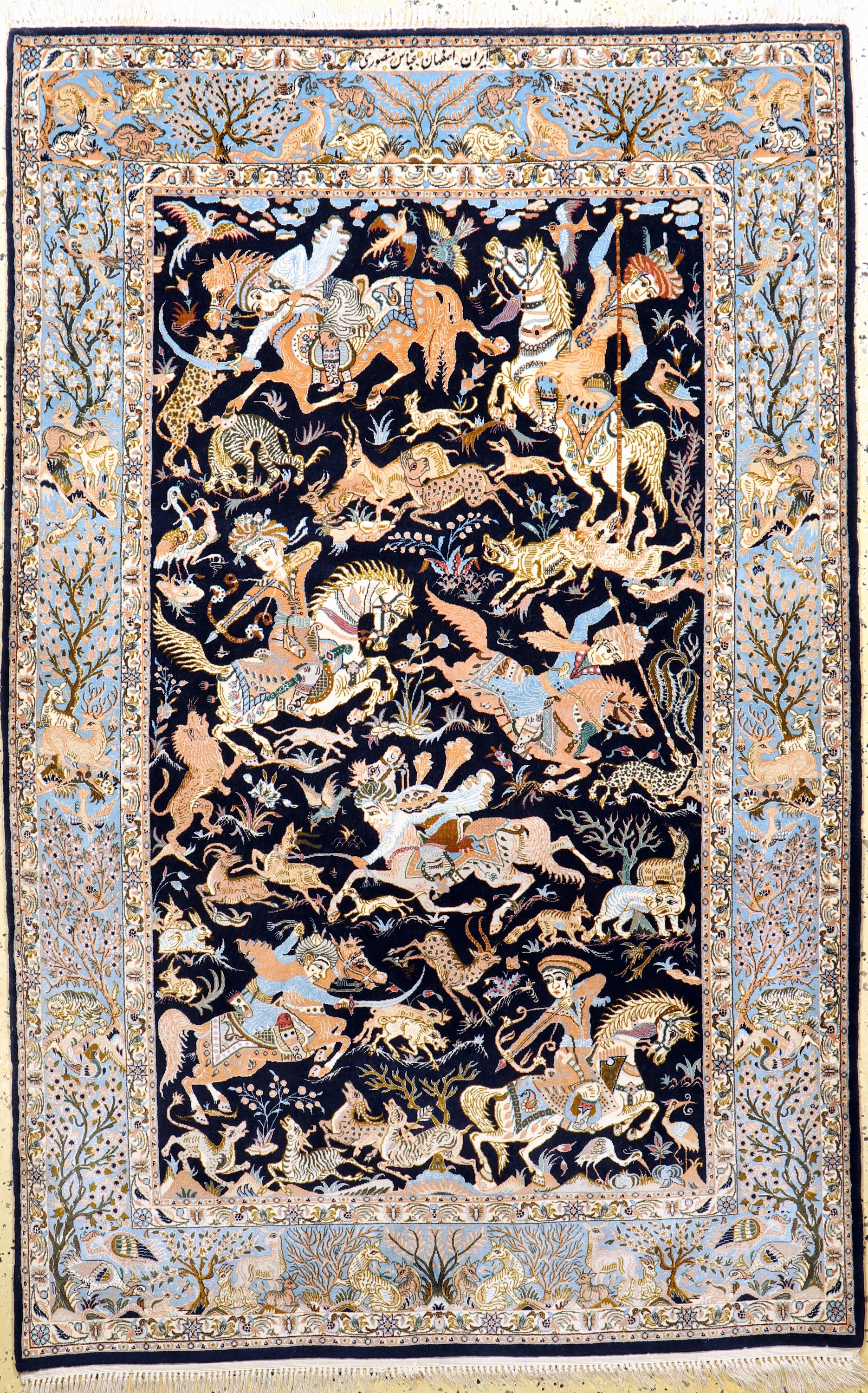 Esfahan fein Persien, signiert"Abas Mansouri", Ende 20.Jhd, Korkwolle mit und auf Seide, ca. 172 x 109 cm, ca. 1,0 Mio. Kn/qm, EHZ:(nahezu ...
