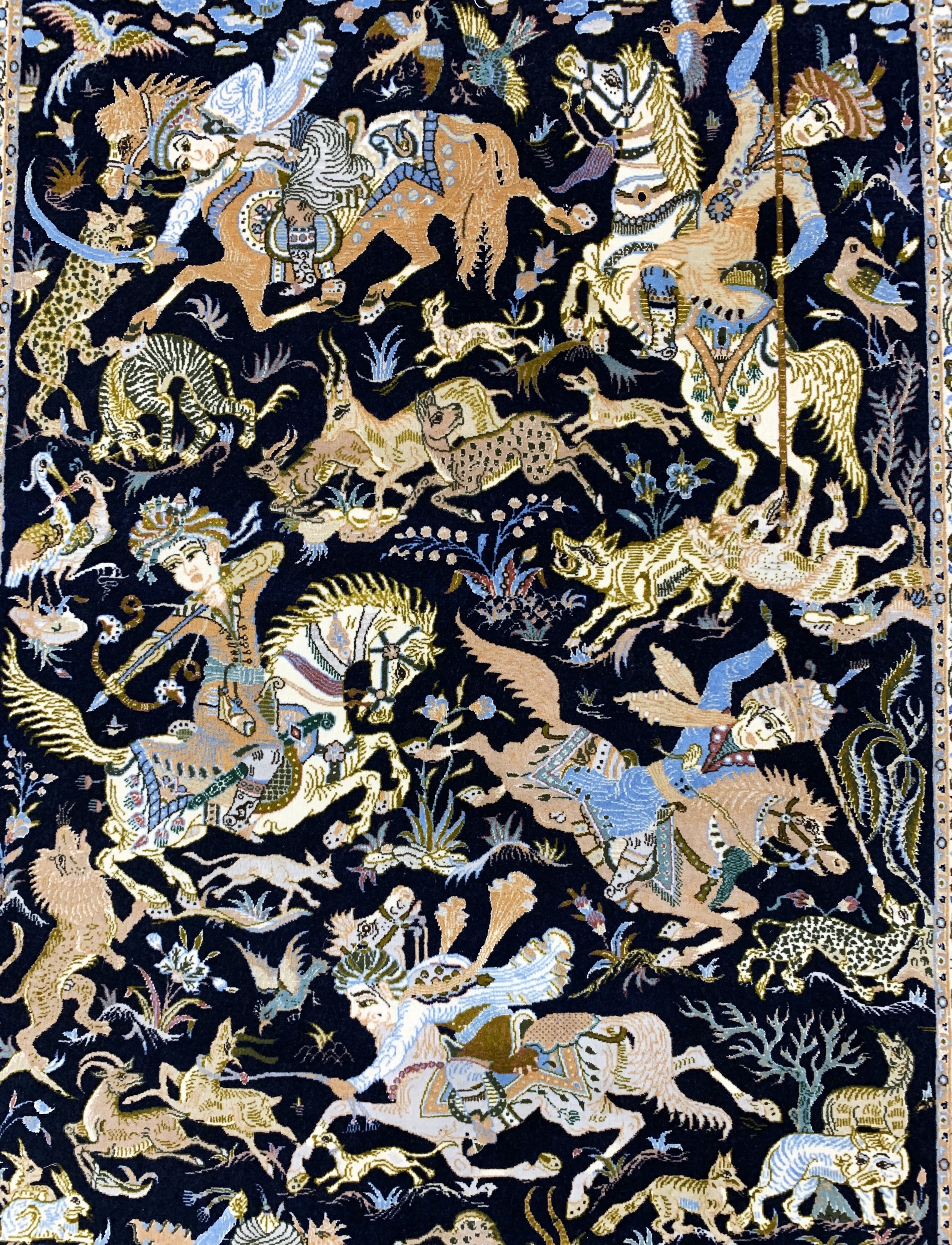 Detail c: Esfahan fein Persien, signiert"Abas Mansouri", Ende 20.Jhd, Korkwolle mit und auf Seide, ca. 172 x 109 cm, ca. 1,0 Mio. Kn/qm, EHZ:(nahezu ...