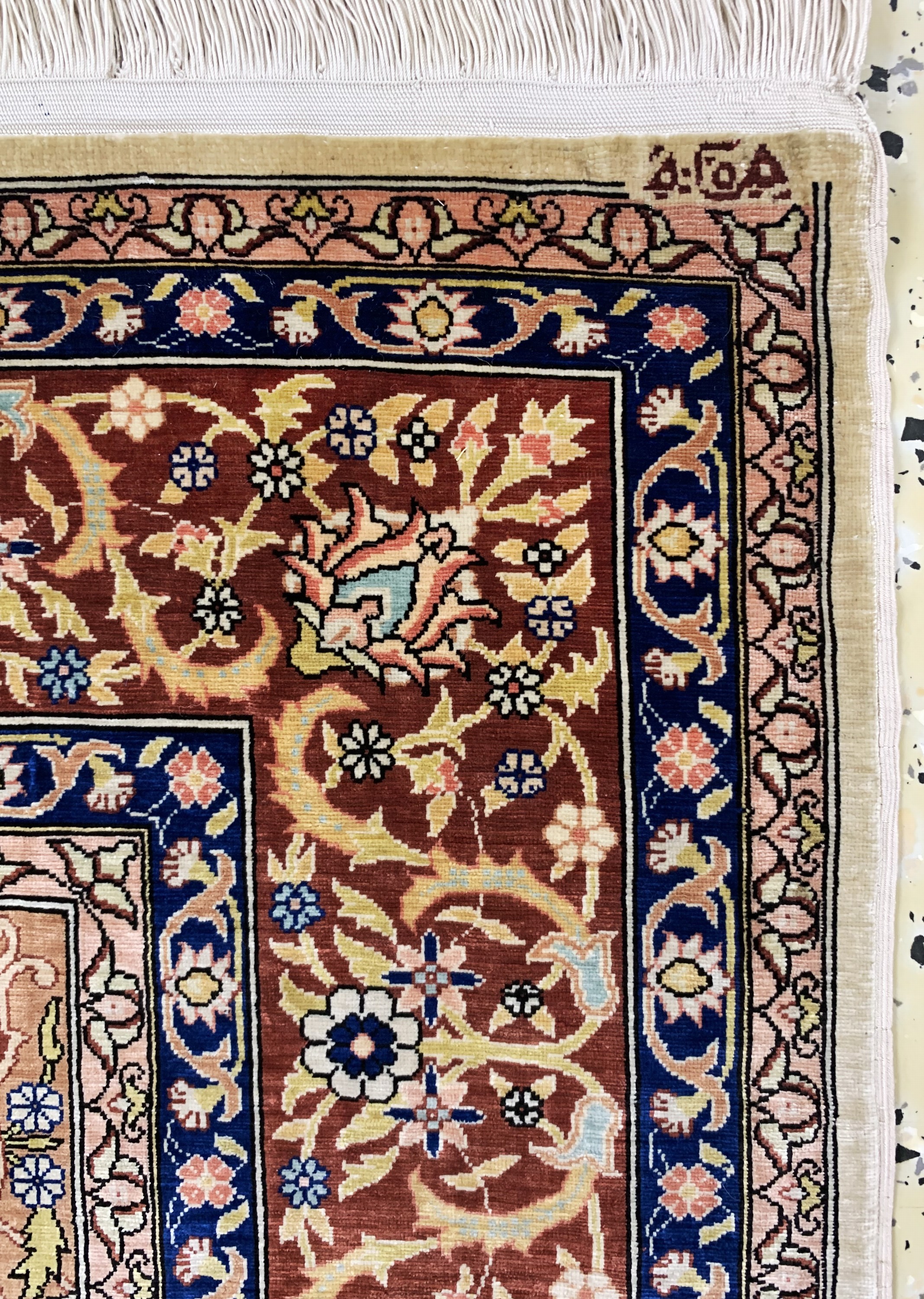 Detail d: Hereke Seide fein signiert, Türkei, Mitte 20.Jhd, reine Naturseide, ca. 150 x 99 cm, ca.1,4 Mio. Kn/qm, EHZ: 1-2