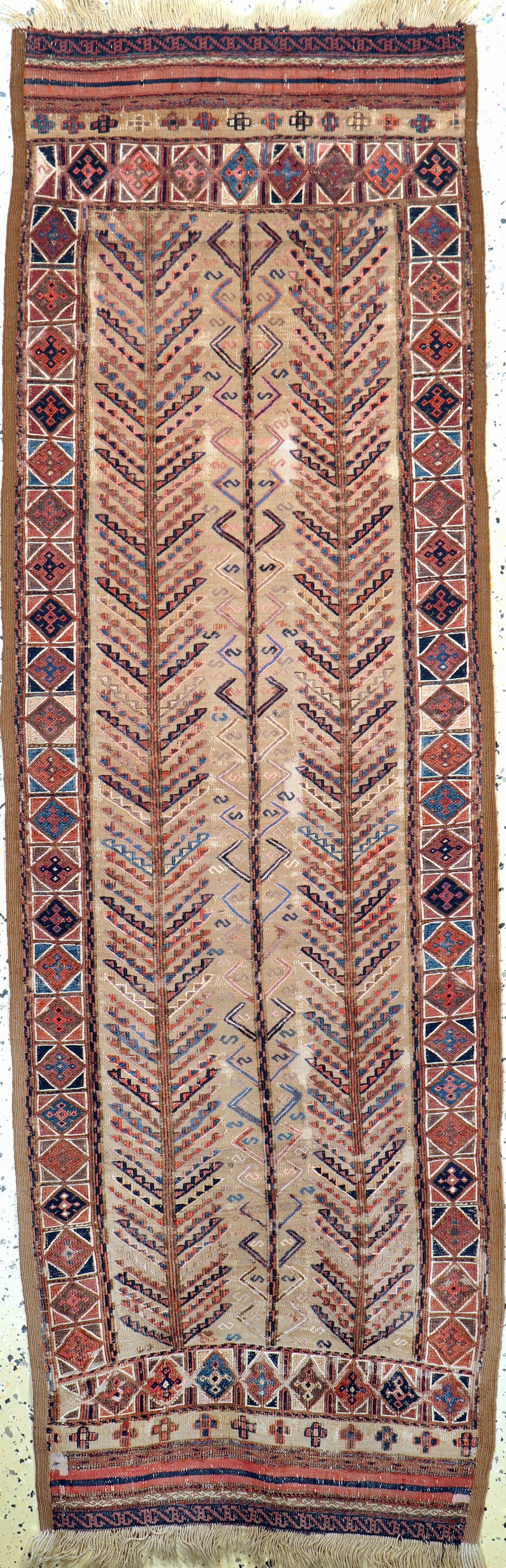 Belutsch Kelim Persien, Flachgewebt, um 1900, Wolle auf Wolle, ca. 190 x 63 cm, EHZ: 3(geflickt)