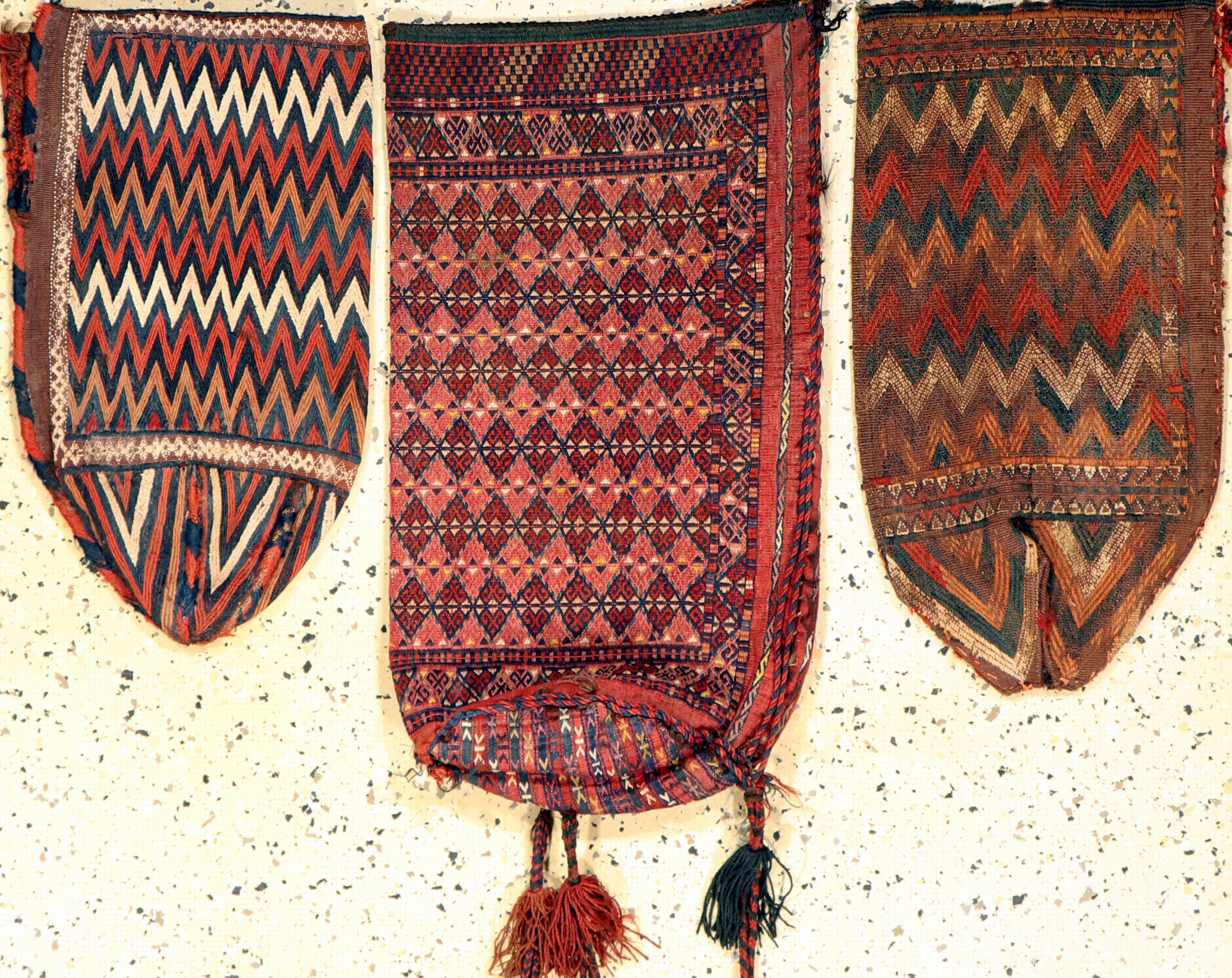 3 Lots"Okbash"antik, Turkmenistan, 19.Jhd, Wolle auf Wolle, ca. 57 x 30 cm, EHZ: 3