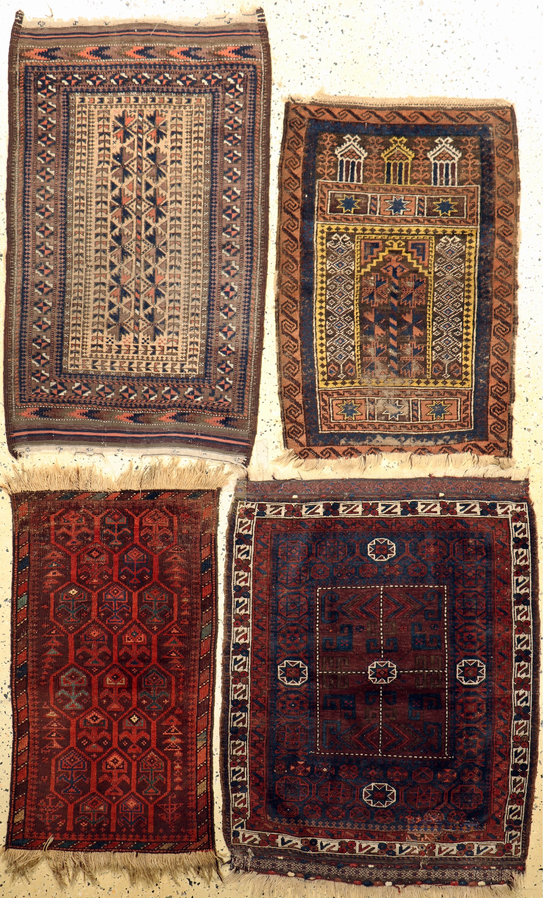4 Lots Belutsch antik, Persien, 19.Jhd, Wolle auf Wolle, ca. 100 x 68 cm, EHZ: 4