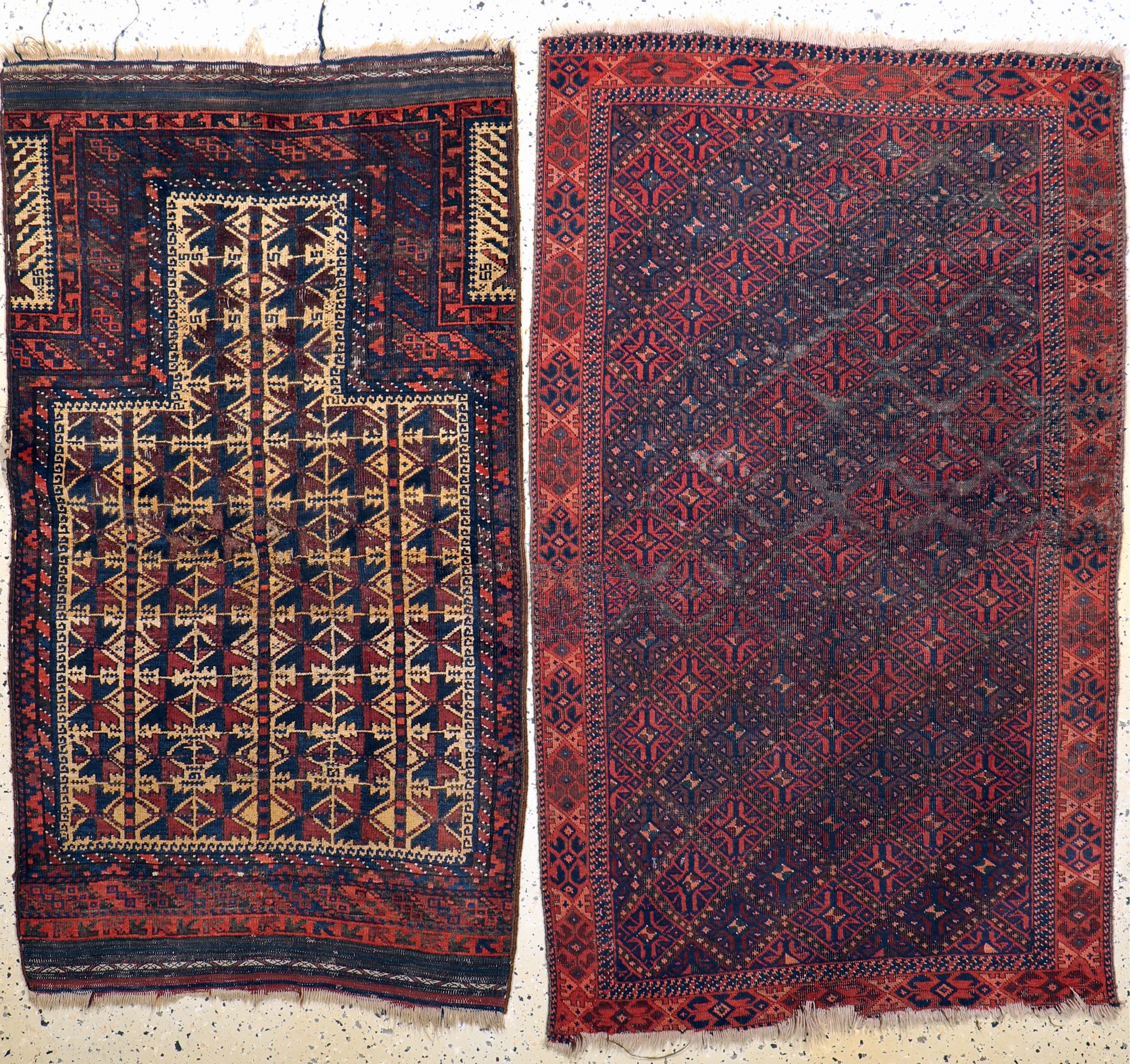 2 Lots Belutsch antik, Persien, 19.Jhd, Wolle auf Wolle, ca. 126 x 84 cm, EHZ: 4
