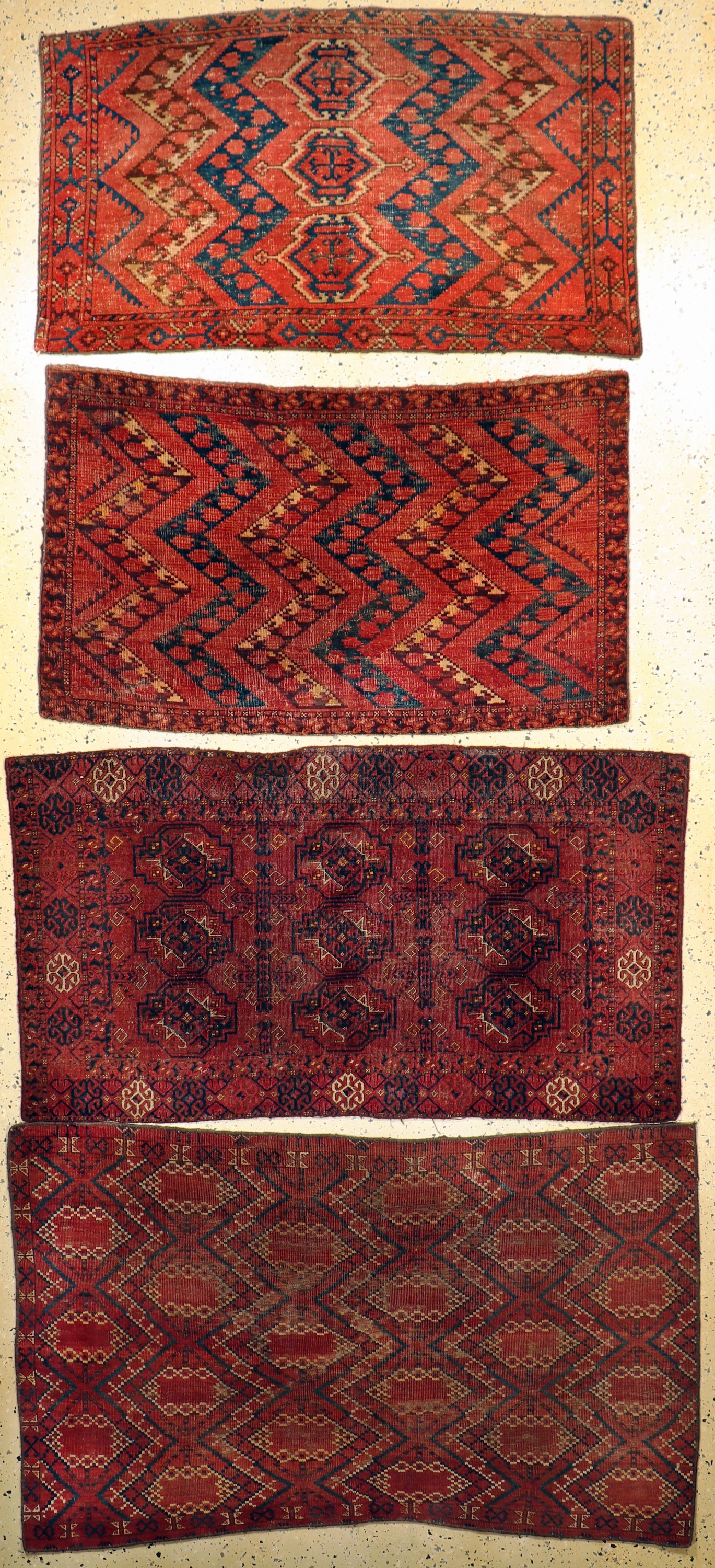 4 Lots"Tschowal"antik, Turkmenistan, 19.Jhd, Wolle auf Wolle, ca. 164 x 80 cm, EHZ:4