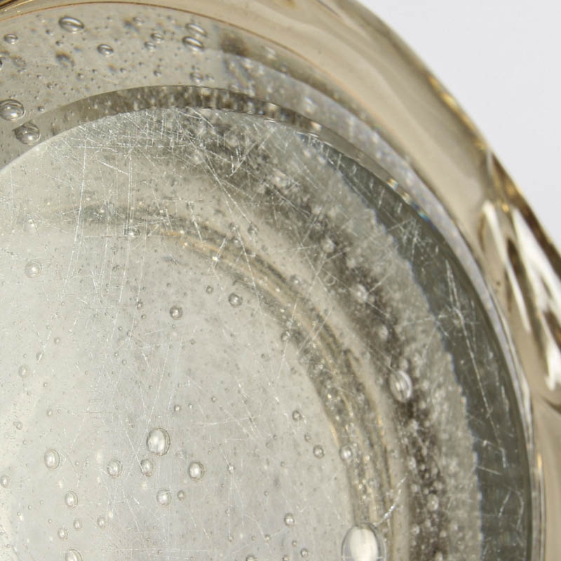 Detail g: Sehr große Vase, Murano, wohl Barovier & Toso, 1960er Jahre, champagnerfarbenes Glas mit eingeschmolzenen Luftblasen und oben und unten mit ...