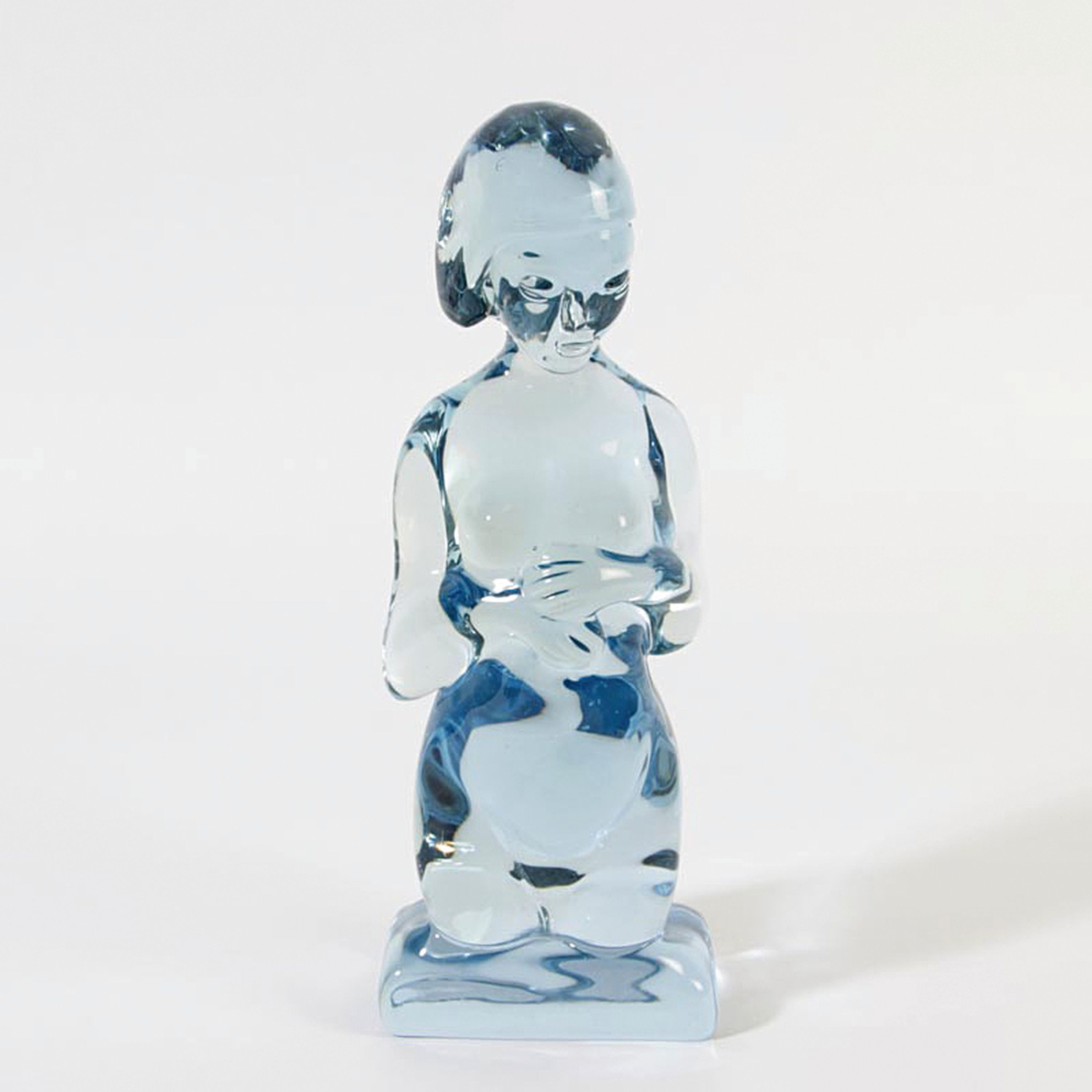Zwei Glasskulpturen weibliche Akte, Ermanno Nason für Cenedese, Murano, farbloses bzw. hellblau getöntes Glas, H. 28 cm