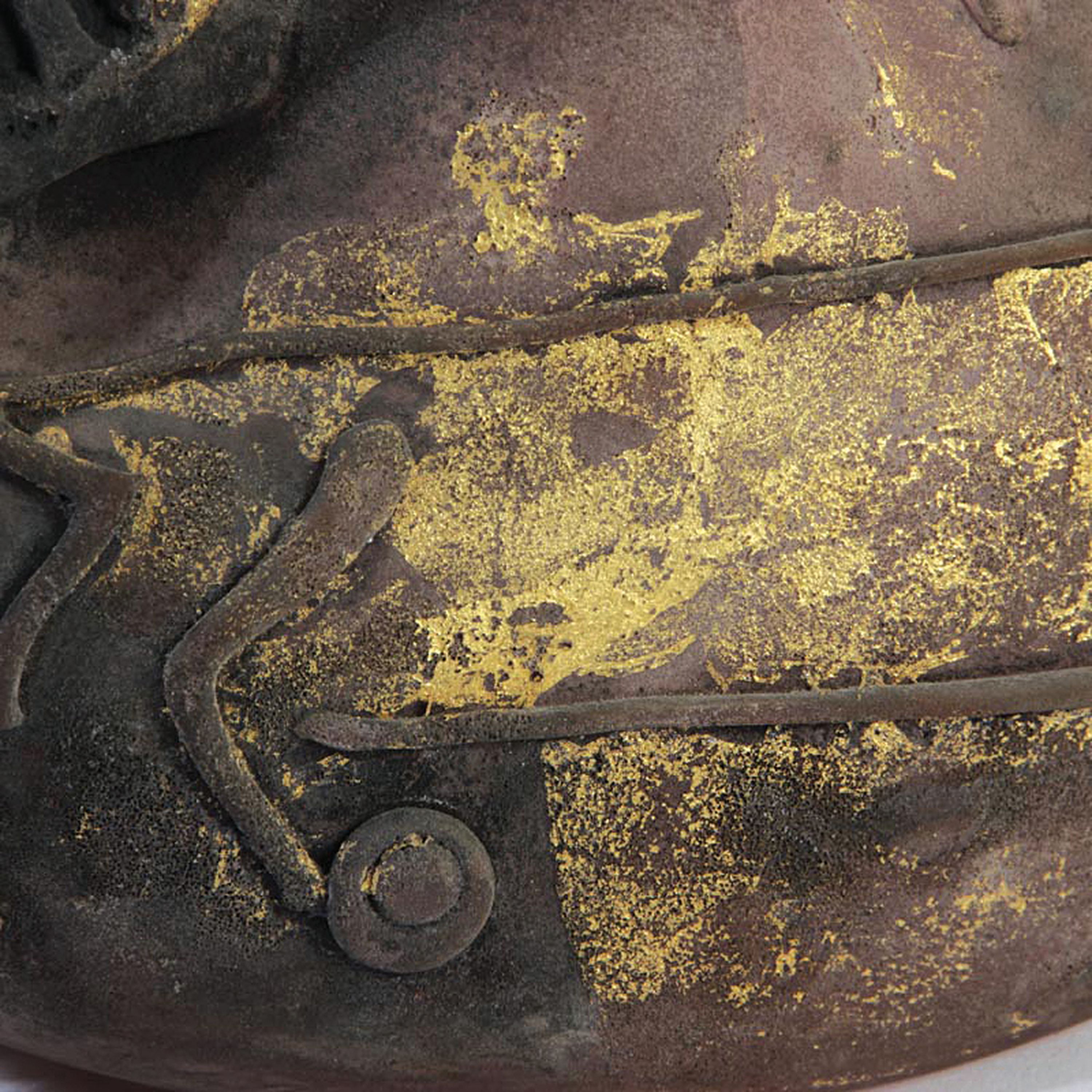 Detail f: Zwei Vetro a Scavo-Glasobjekte, Ermanno Nason für Cenedese, Murano, farbloses Glas, grau-grüne Patina mit Goldauflage in Vetro a Scavo-Technik, ...