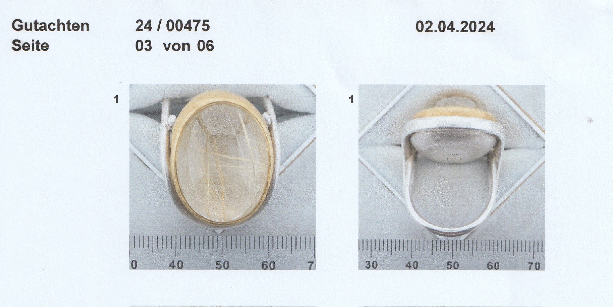 Detail b: Ausgefallener PETER PLÖDERL Ring 925er Silber und GG 750/000, Rutilquarz-Cabochon ca.74.00 ct, Fassung mit Eiskristalleffekt, schwere Ausführung, ...