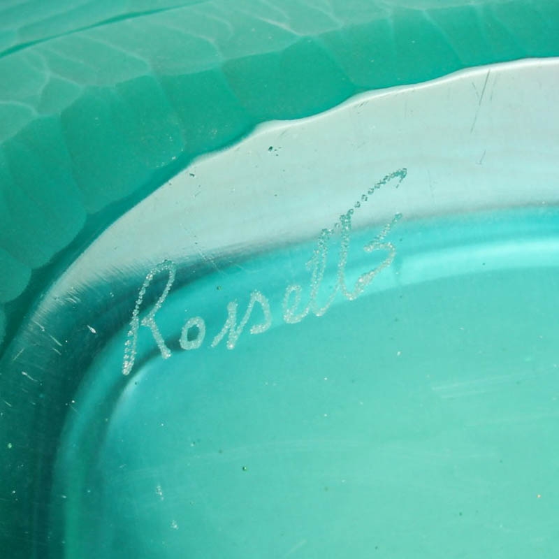 Detail h: Vase, Flavio Poli für Seguso, Murano, hellgrünes Glas mit petrolfarbenem Innenüberfang, geschliffen von Rossetto, so auch am Boden signiert, H. ...