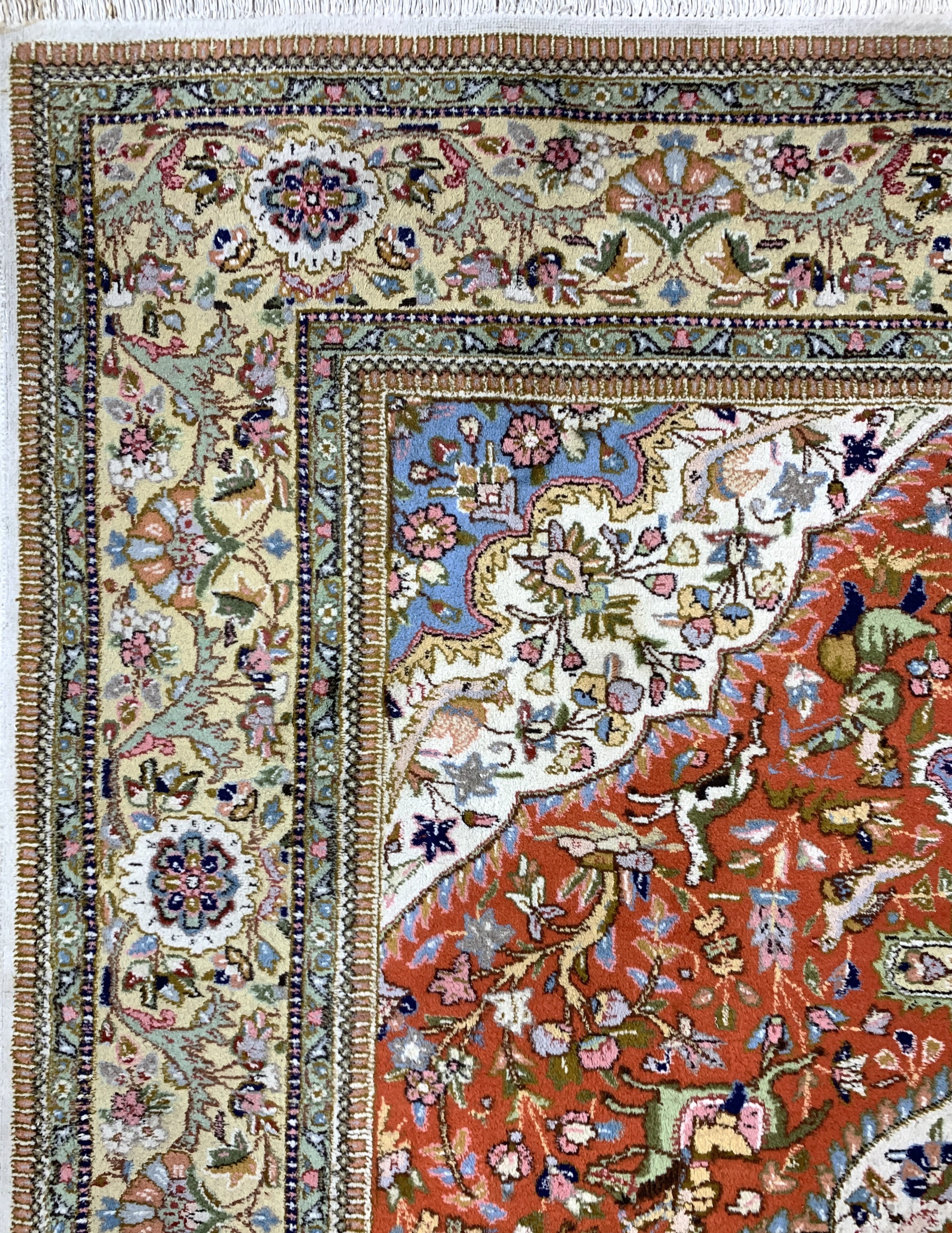Detail d: Täbriz Tabatabai, Persien, Mitte 20.Jhd, Wolle auf Baumwolle, ca. 290 x 188 cm, Reinigungsbedürftig, EHZ: 2