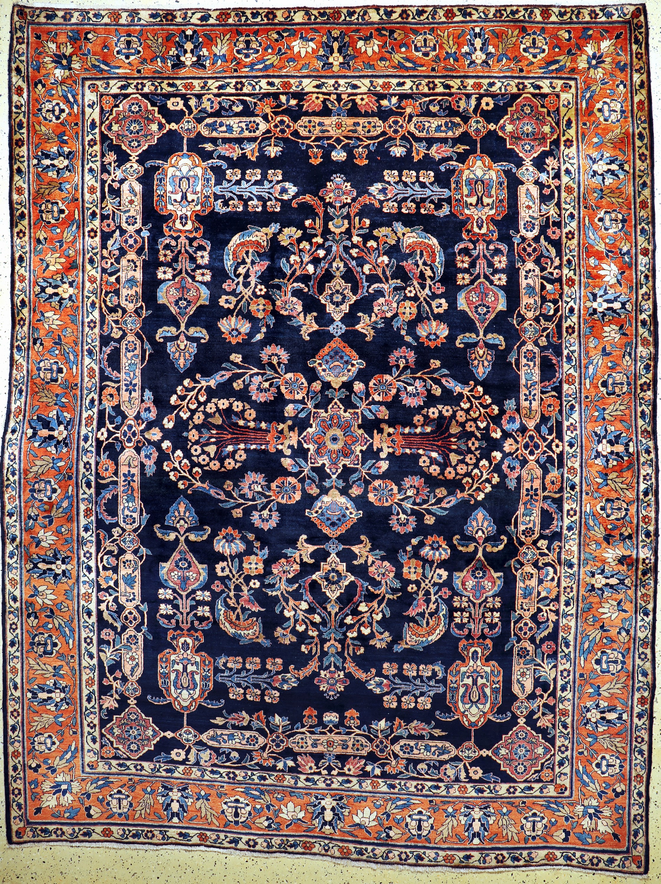 Sarogh Mohajeran antik, Persien, um 1900, Manchester-Korkwolle, ca. 355 x 265 cm, fachkundig gereinigt, EHZ: 1-2(weicher Griff).