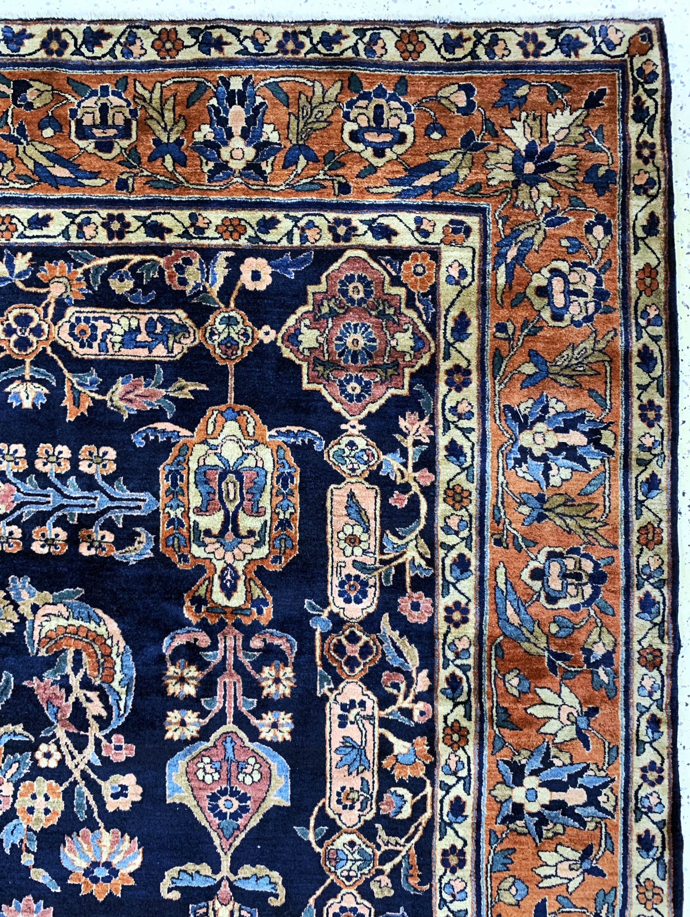 Detail g: Sarogh Mohajeran antik, Persien, um 1900, Manchester-Korkwolle, ca. 355 x 265 cm, fachkundig gereinigt, EHZ: 1-2(weicher Griff).