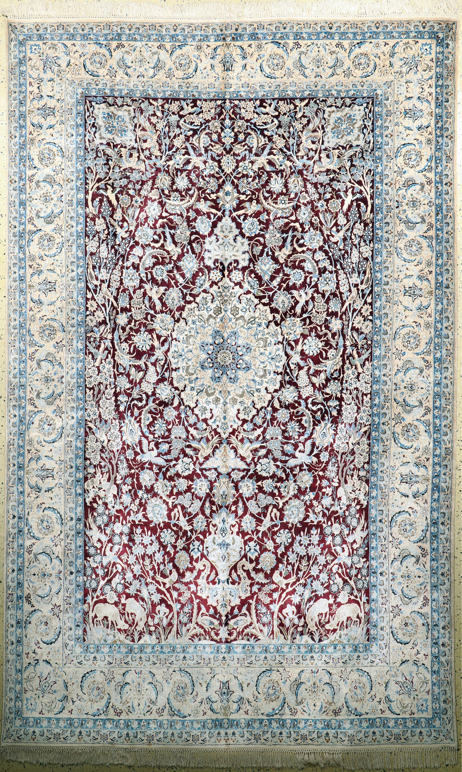 Nain Seide fein, Persien, Mitte 20.Jhd, reine Naturseide, ca. 345 x 212 cm, gereinigt,EHZ: 1-2