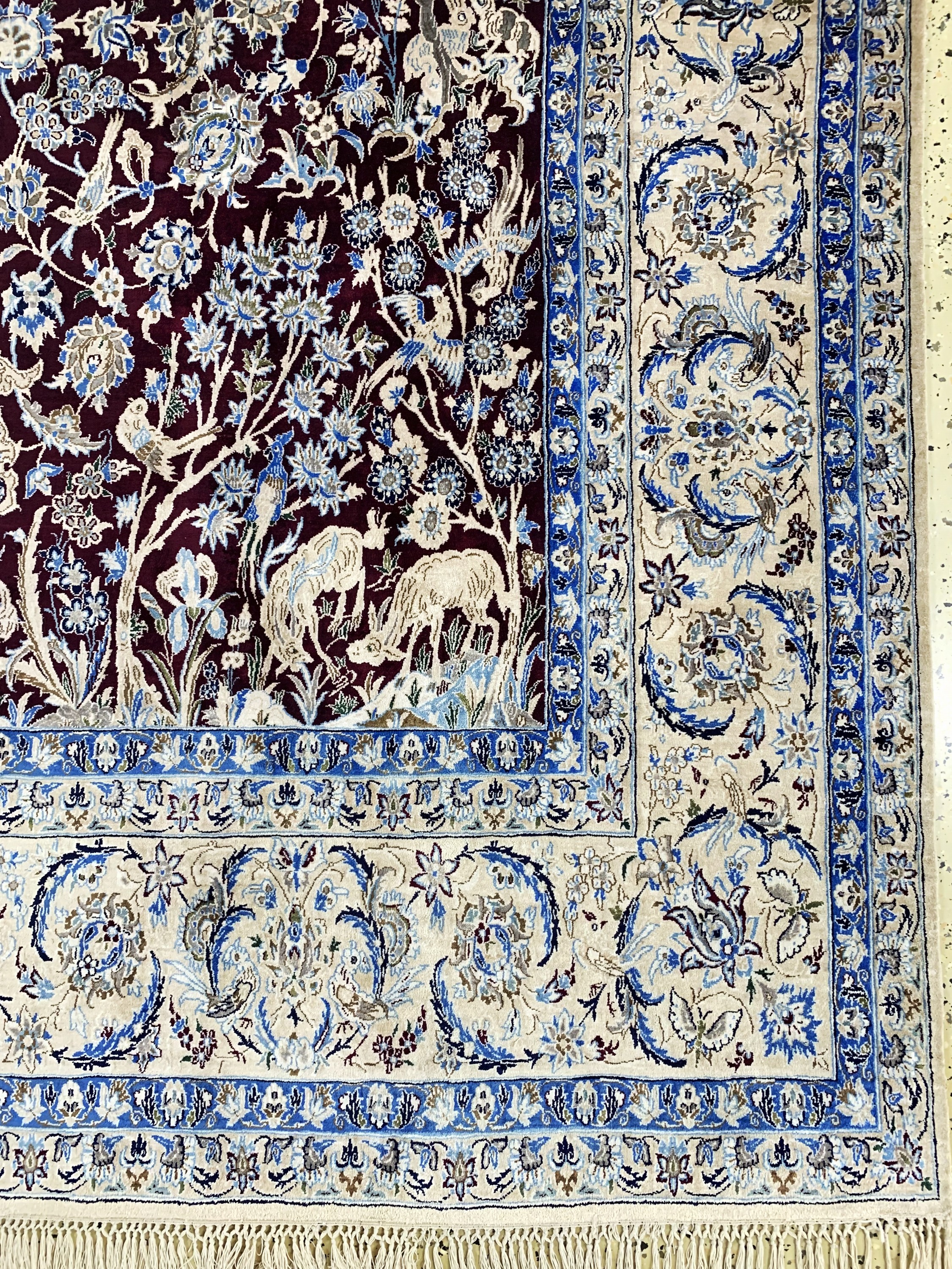 Detail a: Nain Seide fein, Persien, Mitte 20.Jhd, reine Naturseide, ca. 345 x 212 cm, gereinigt,EHZ: 1-2
