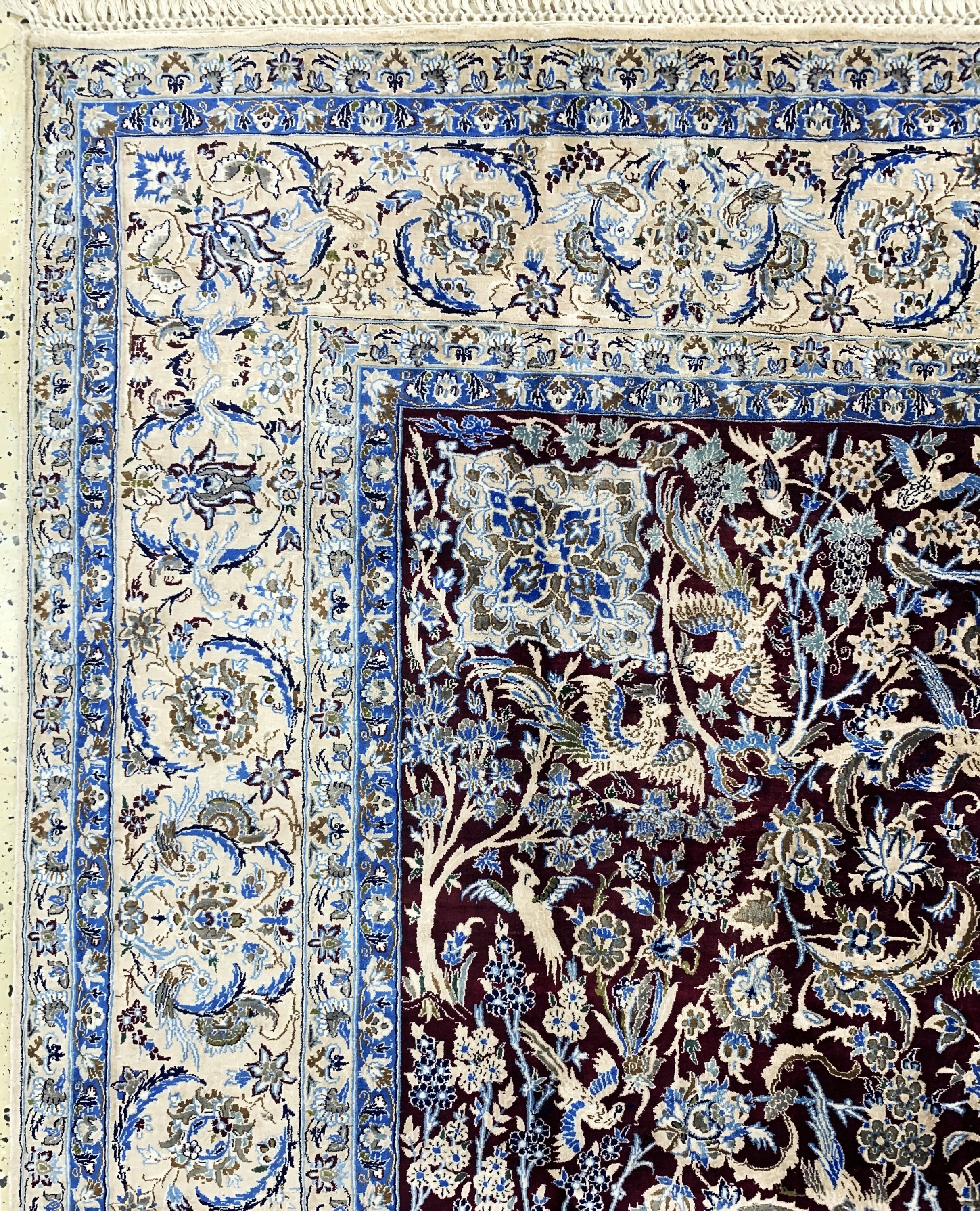 Detail d: Nain Seide fein, Persien, Mitte 20.Jhd, reine Naturseide, ca. 345 x 212 cm, gereinigt,EHZ: 1-2