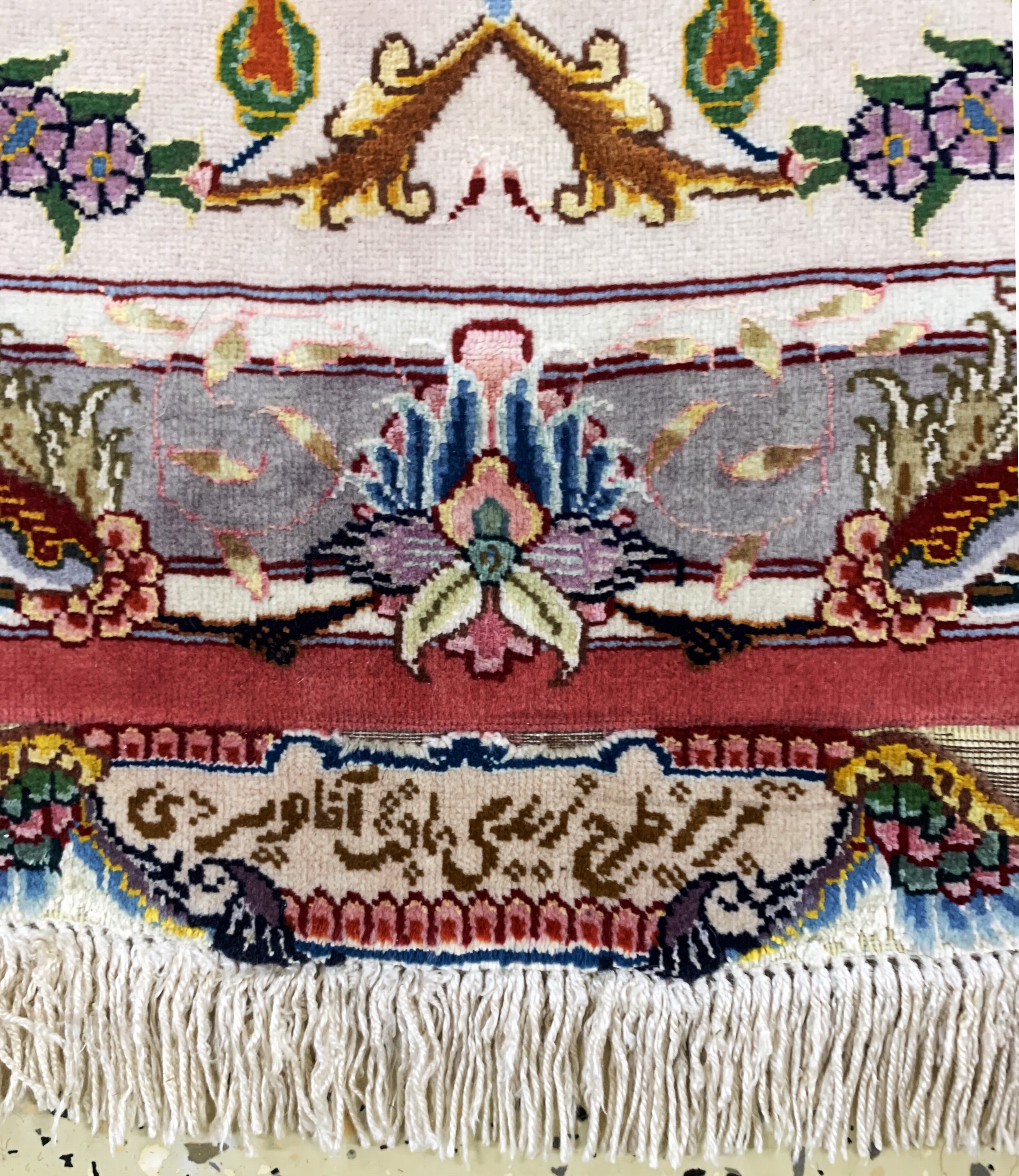 Detail g: Täbriz fein(60 Raj) Persien, signiert, Mitte 20.Jhd, Korkwolle mit und auf Seide, ca.308 x 188 cm, ca. 640.000 Kn/qm, gereinigt, EHZ: 1-2