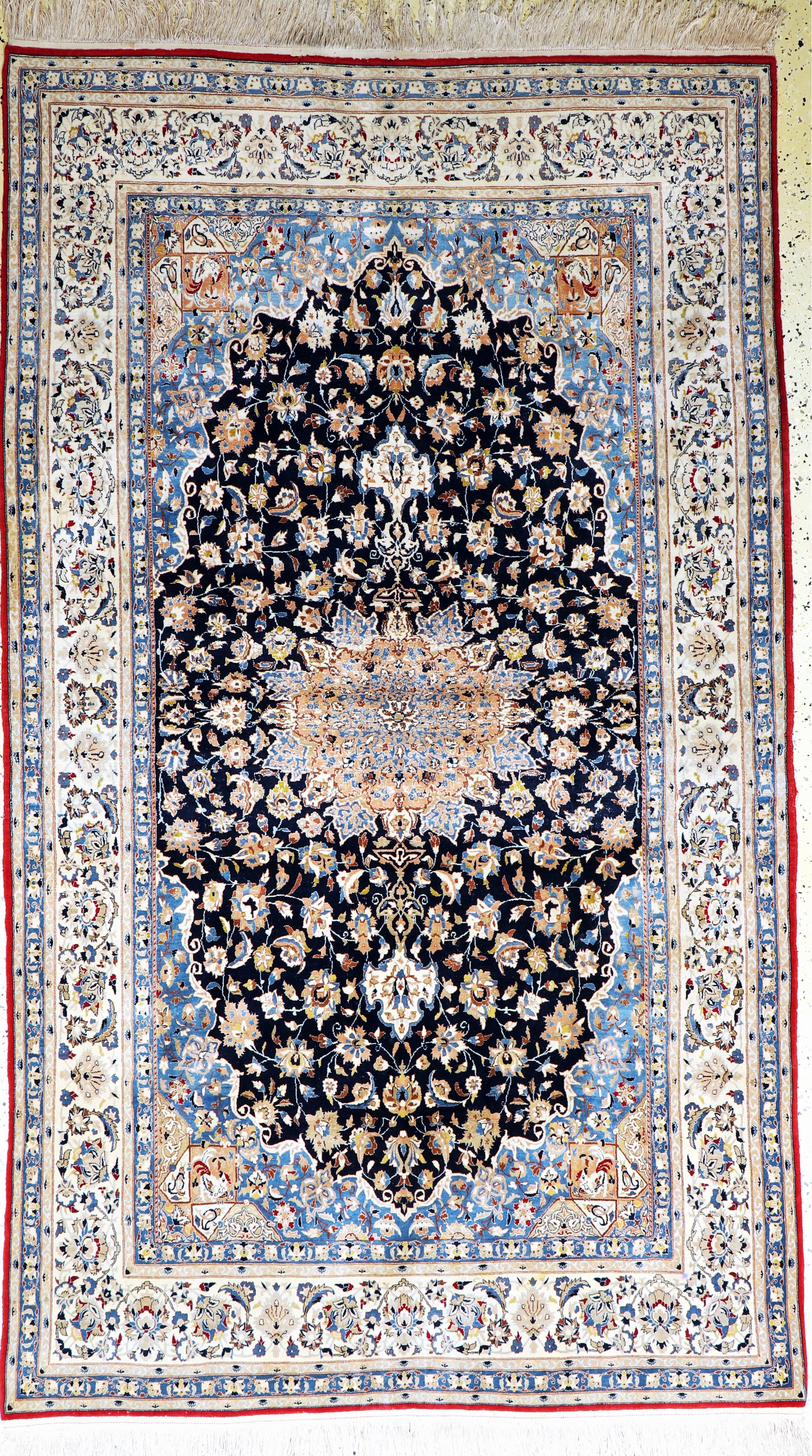 Nain"Tudeschk"fein alt, Persien, Anfang 20.Jhd, Korkwolle mit Seide, ca. 260 x 151 cm,EHZ: 2,(kleine Mottenfraß Stellen), gereinigt