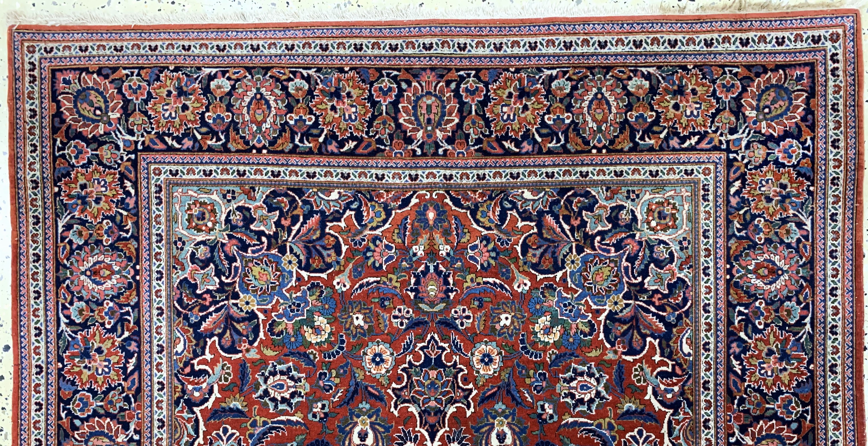 Detail a: Keschan Kork fein, Persien, Anfang 20.Jhd, Korkwolle auf Baumwolle, ca. 212 x 135 cm, EHZ: 2(kleine Mottenfraß Stellen).