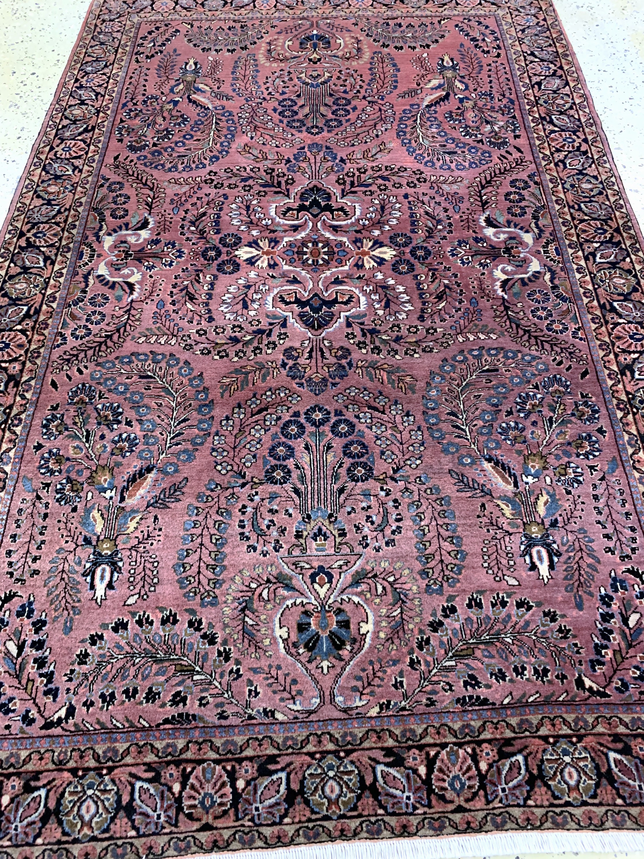 Detail d: Us Re-Import Sarogh antik, Persien, um 1900, Wolle auf Baumwolle, ca. 200 x 125 cm, gereinigt, EHZ: 2-3, (Fransen erneuert)