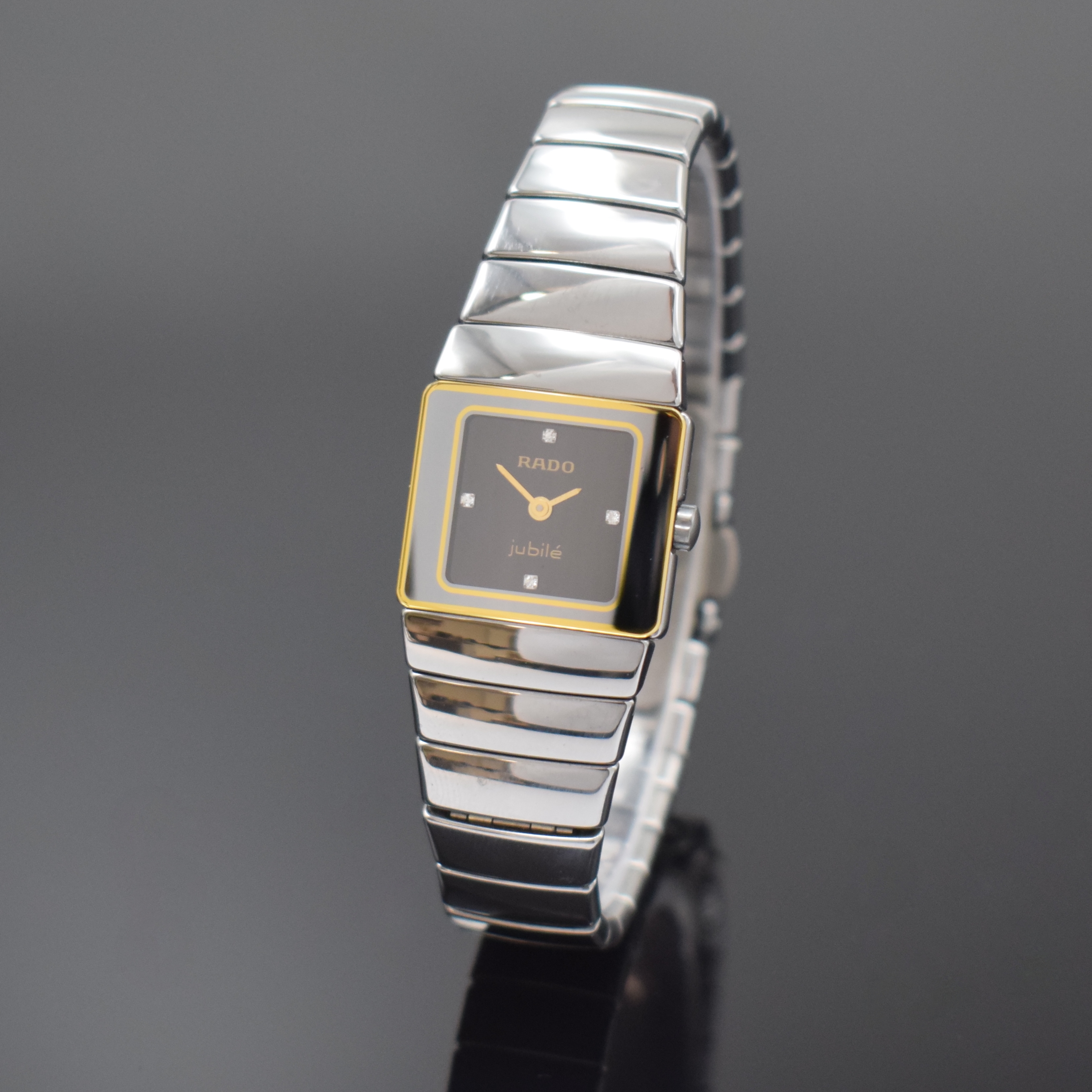 RADO Diastar Jubilé Damenarmbanduhr Referenz 153.0334.3, Schweiz um 2000, Keramikgeh. inkl. Gliederband m. dopp. Faltschl., quarz, Zifferbl. m. 4 ...