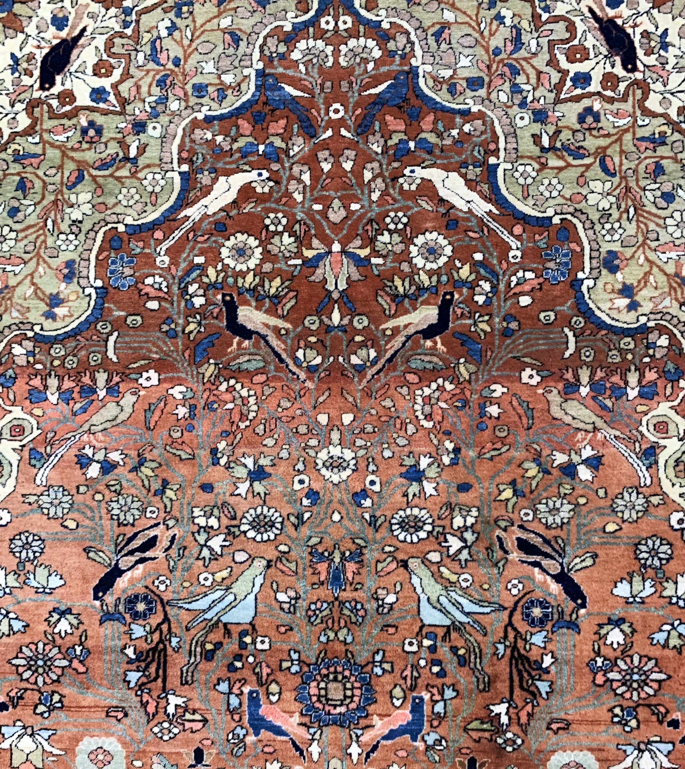 Detail d: Keschan"Mohtescham"fein antik, Persien, um 1900, Korkwolle auf Baumwolle, ca. 200 x 133 cm, EHZ: 2-3(fachkundig gereinigt).